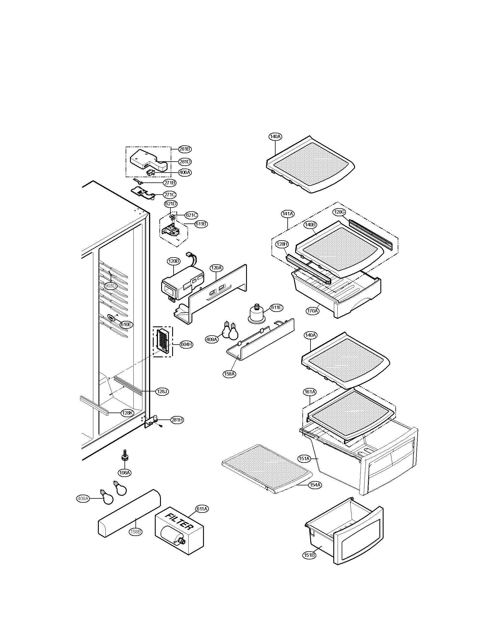Refrigerator compartment parts