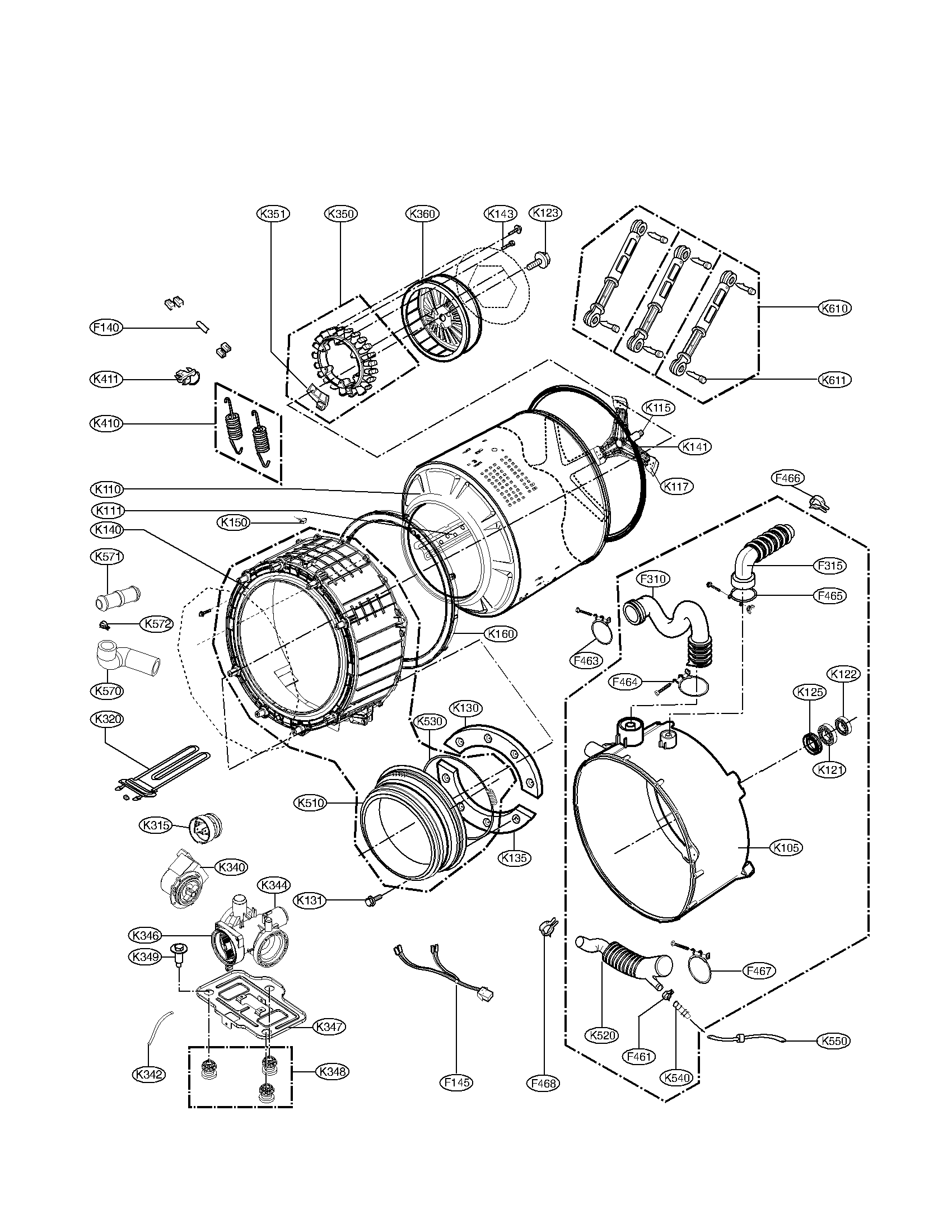 DRUM AND TUB ASSEMBLY PARTS