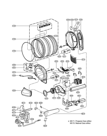 Drum and motor parts gas