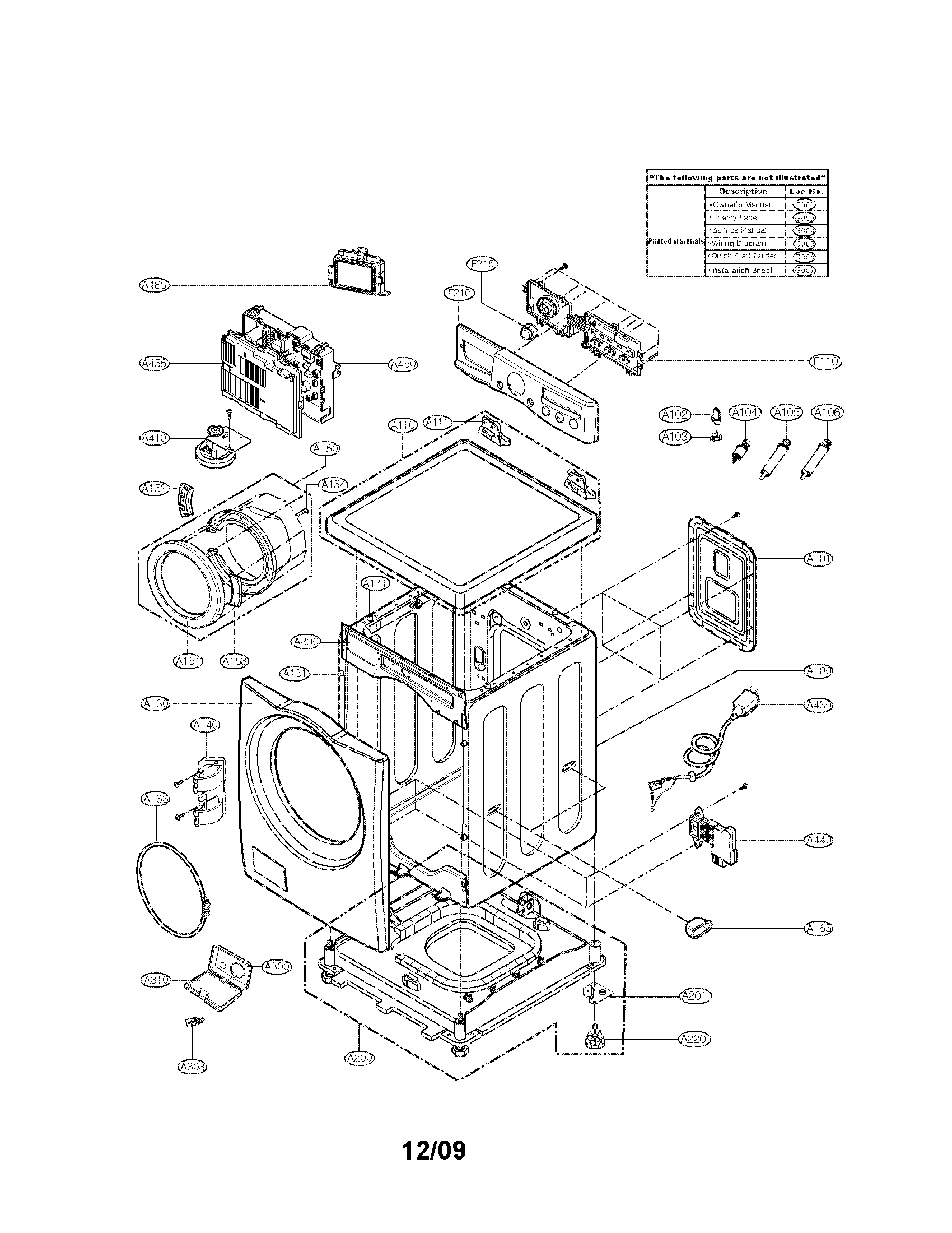 Cabinet and control parts