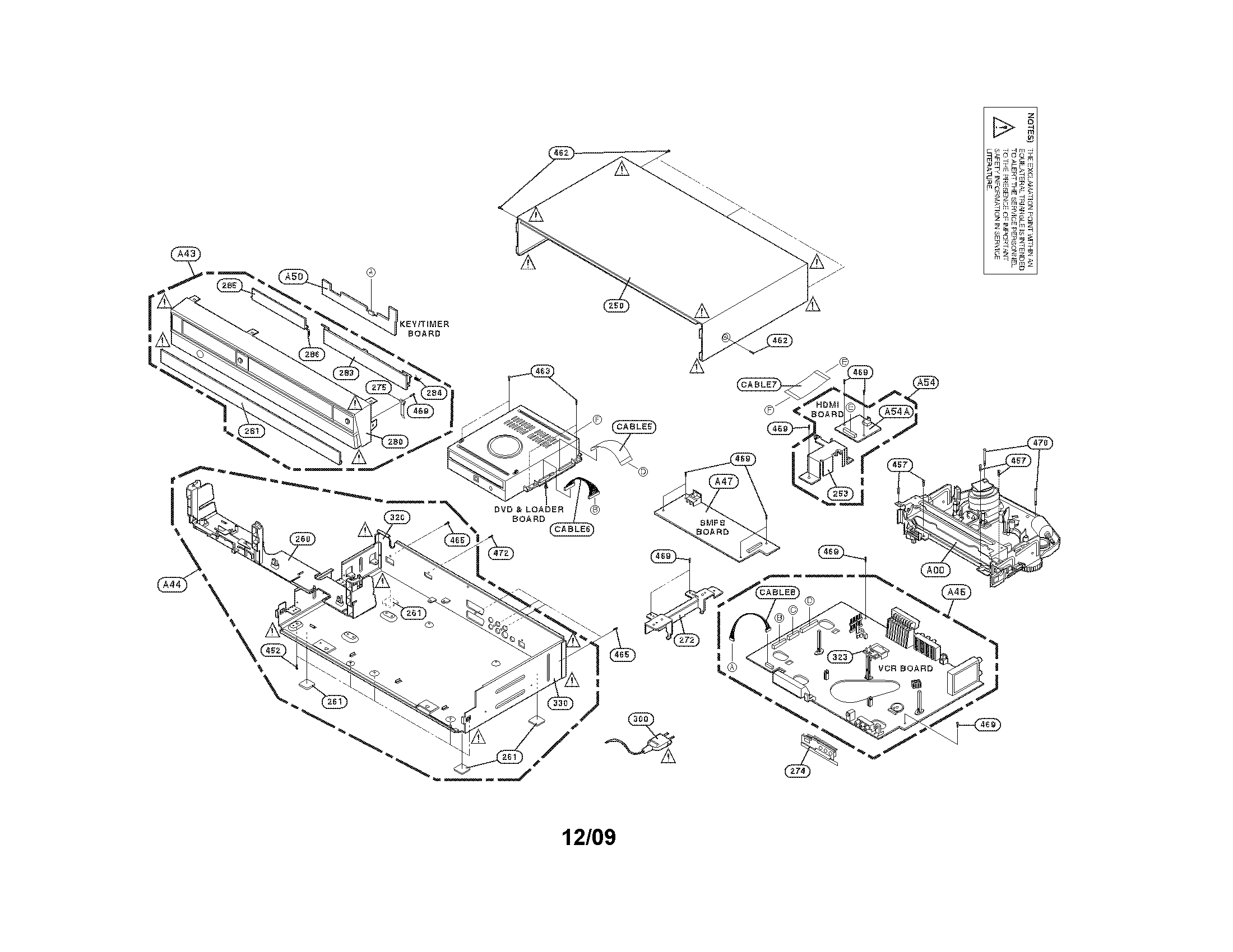 Cabinet and main frame parts