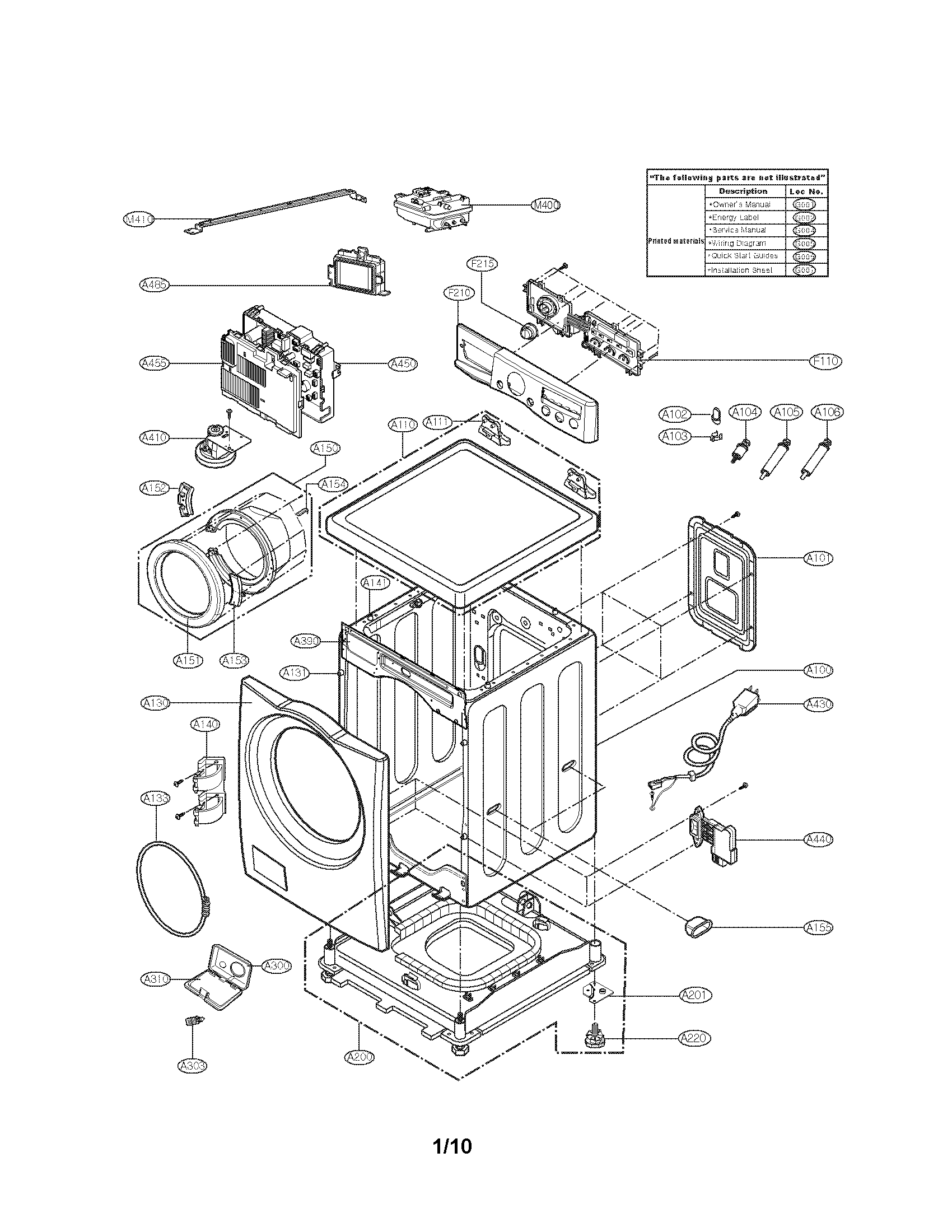 Cabinet and control panel parts