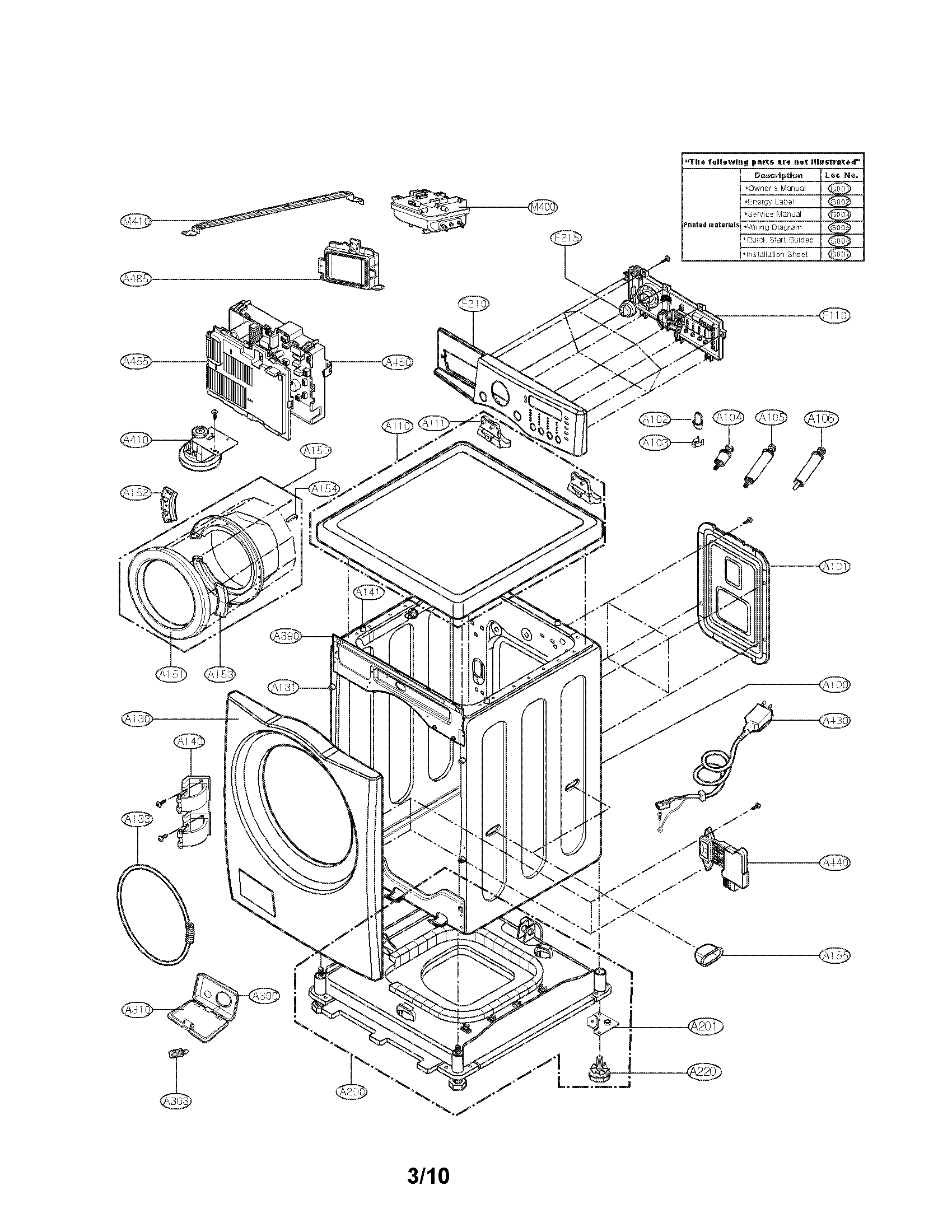 Cabinet and control parts