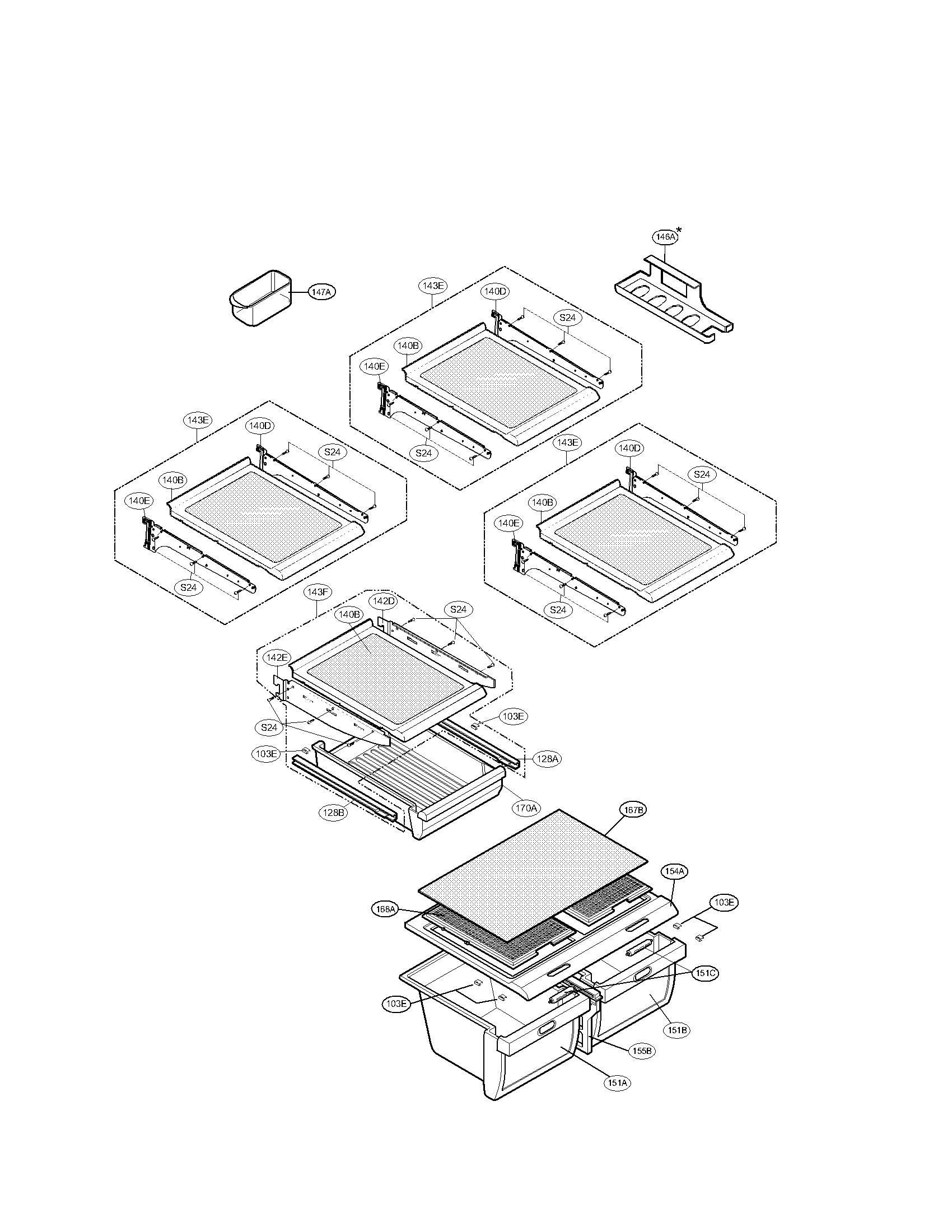 Refrigerator drawer parts