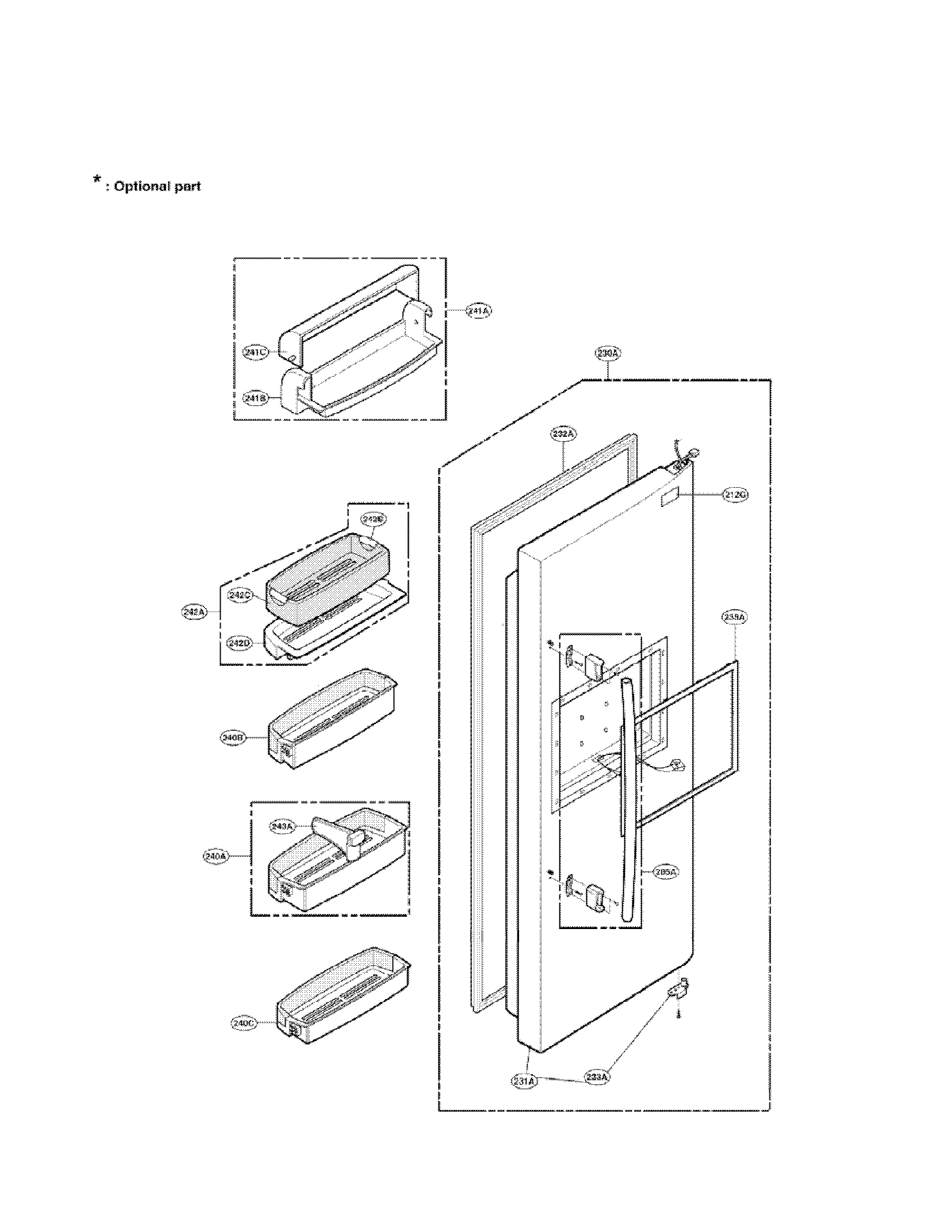 Refrigerator door parts