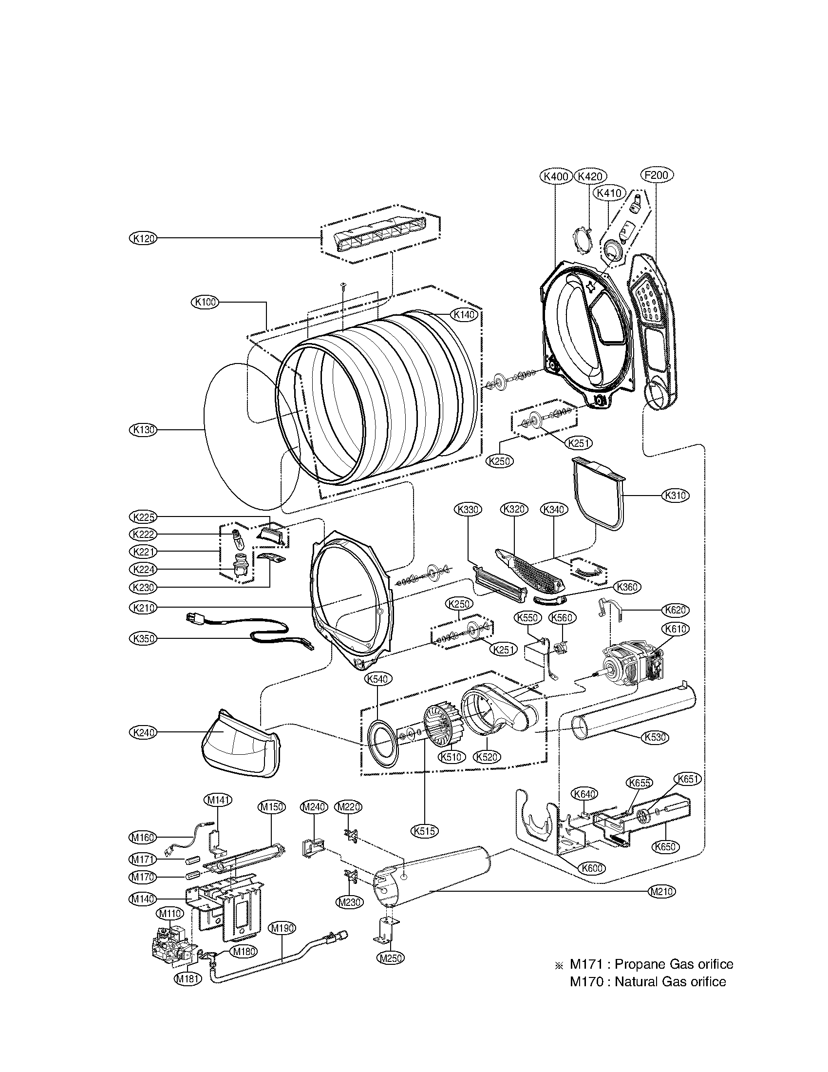 Drum and motor assembly parts