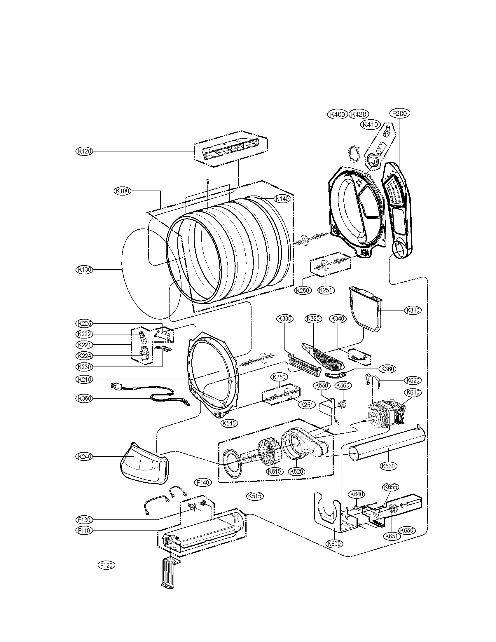 Drum and motor assmbly