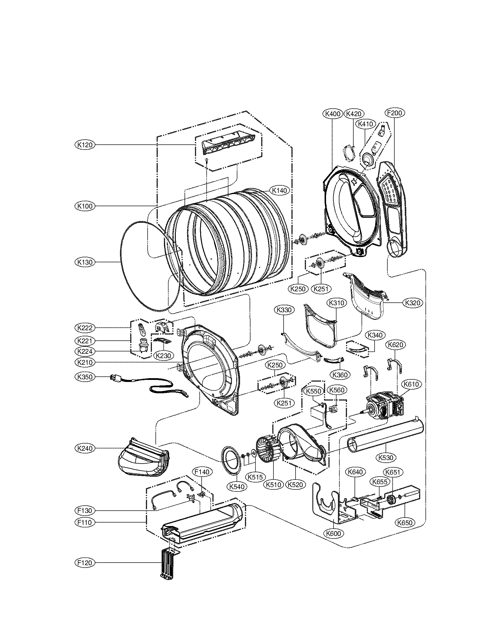 Drum and motor assembly parts