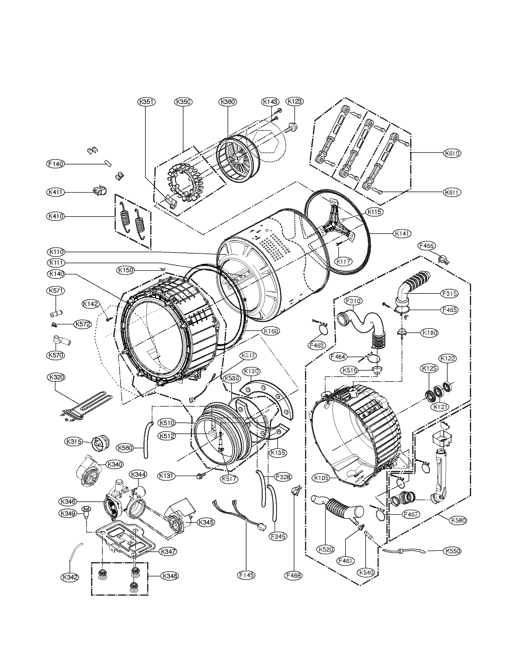 DRUM AND TUB ASSEMBLY PARTS