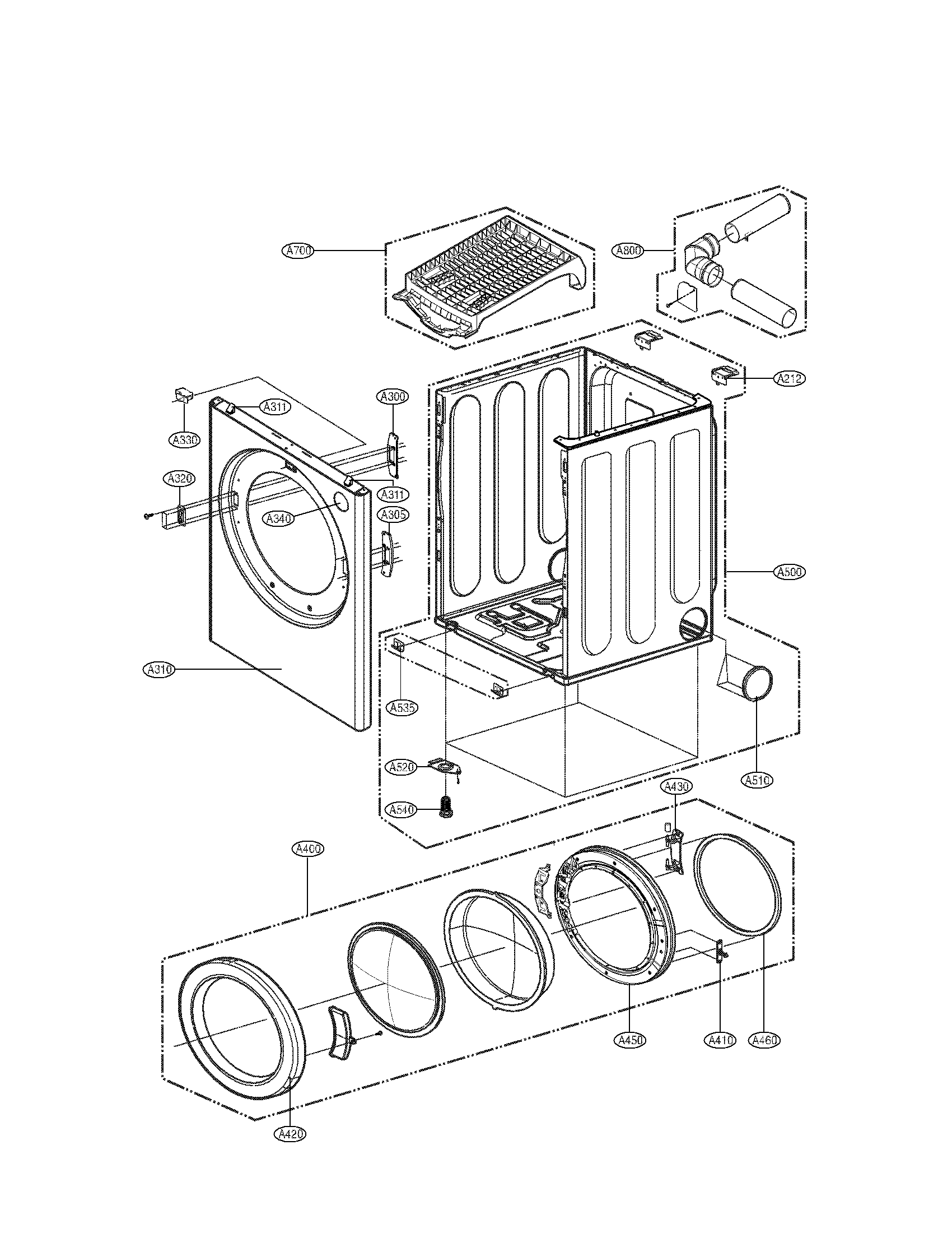 Cabinet and door assembly parts