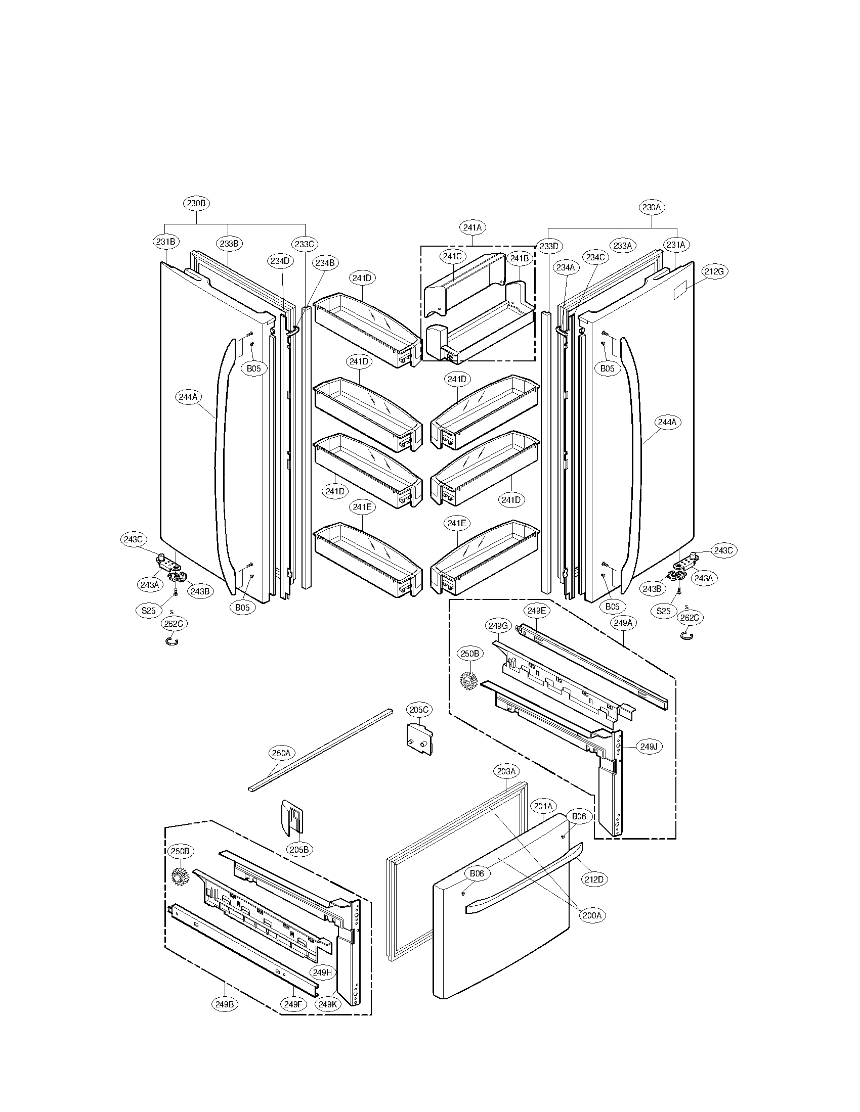 Door parts assembly