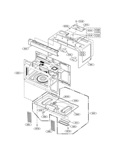 Oven cavity parts assembly