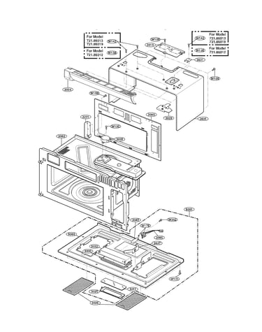 Oven cavity parts assembly