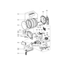 LG DLE2140W drum and motor parts assembly diagram