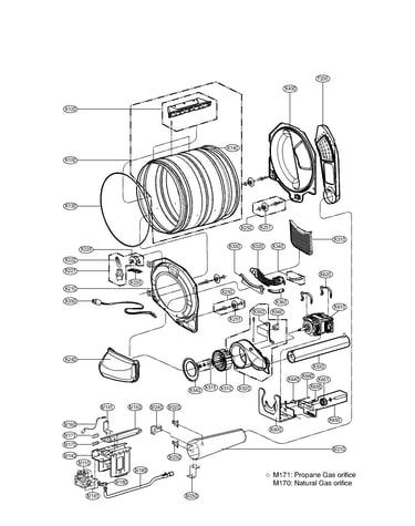 Drum and motor parts assembly