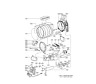 LG DLGX5102W drum and motor parts assembly diagram