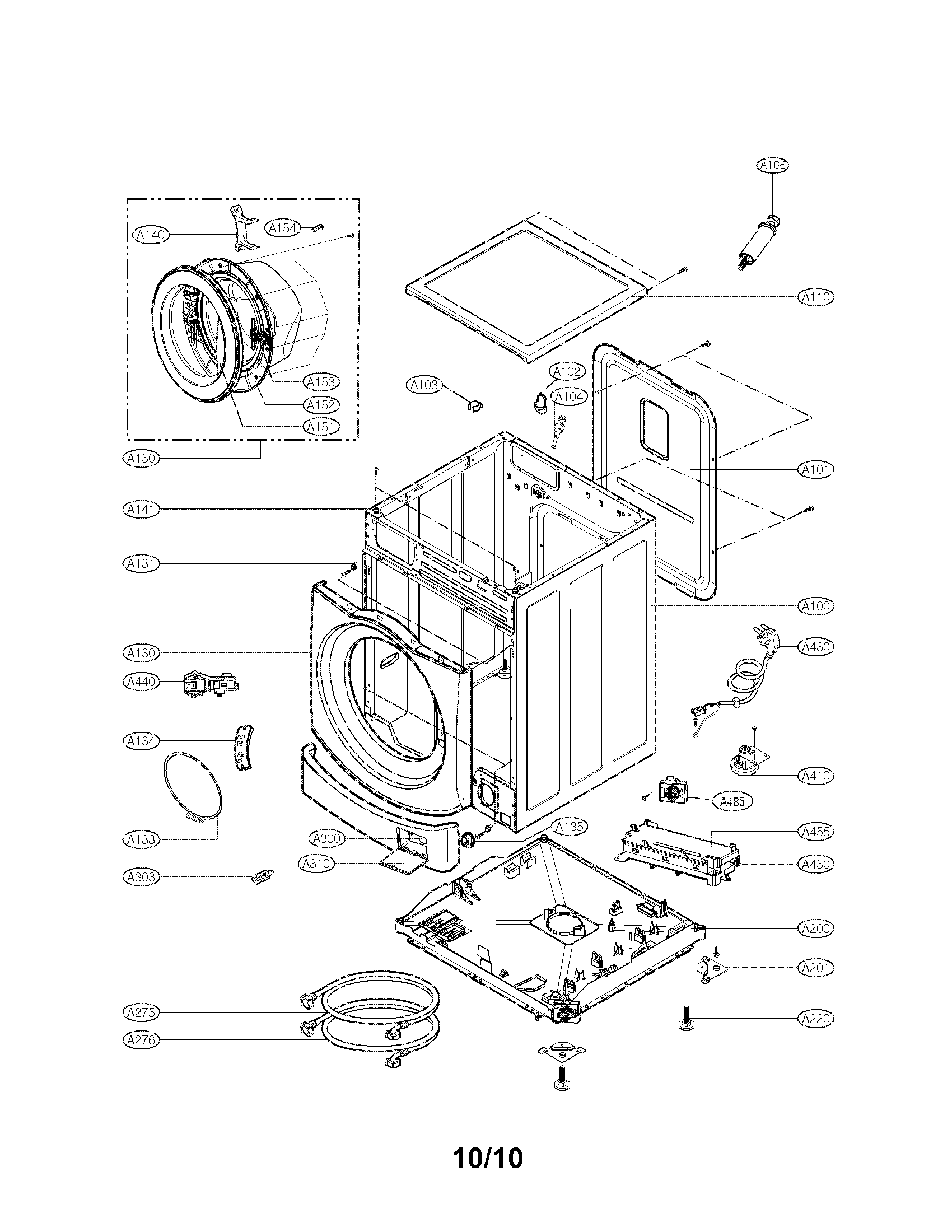 Cabinet and control assembly parts