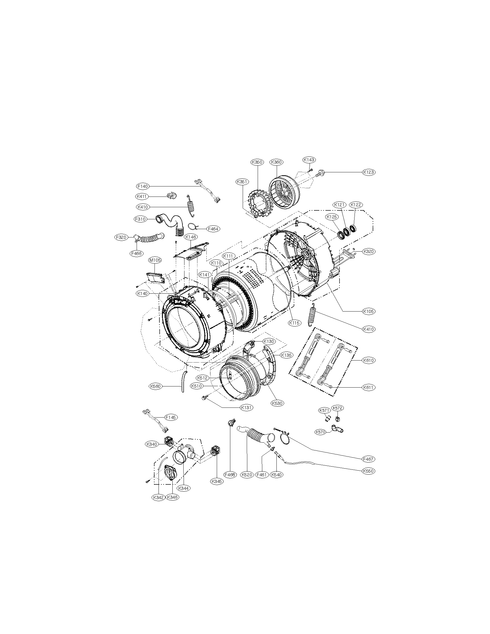 Drum and tub parts assembly
