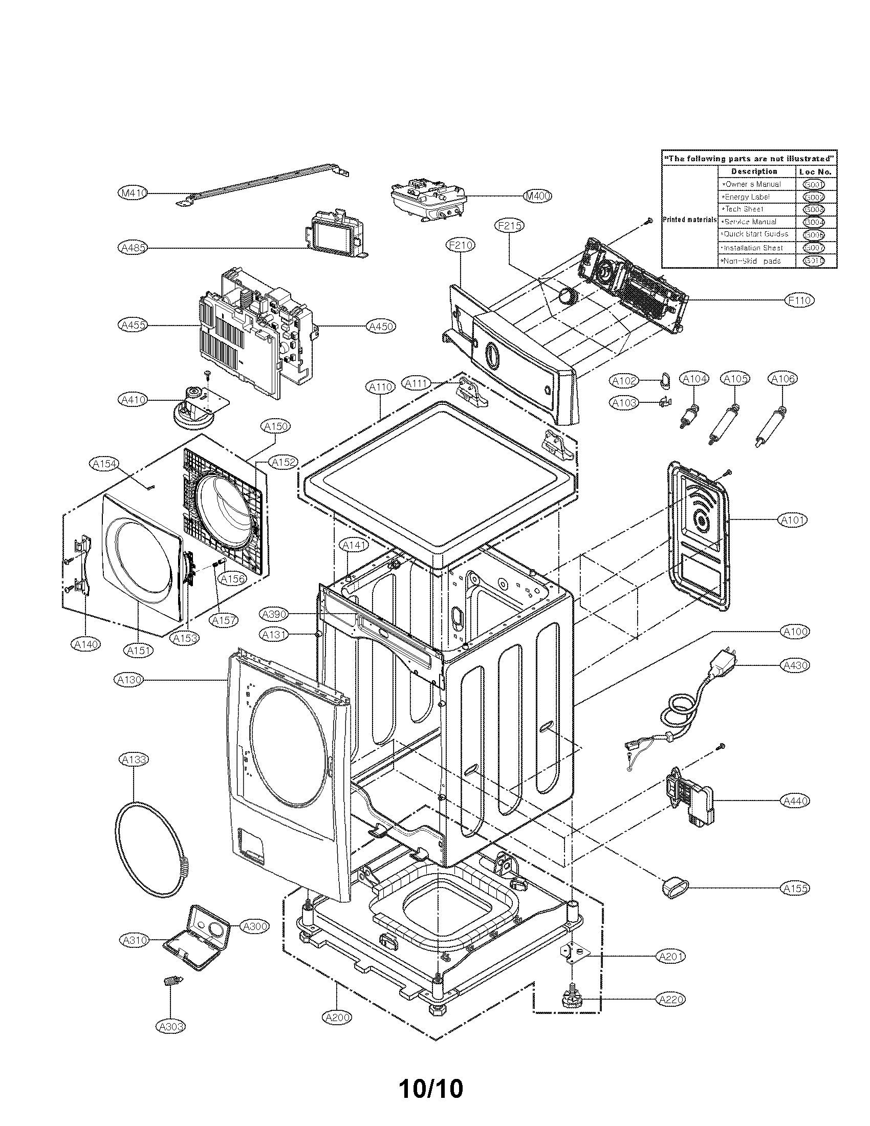 Cabinet and control panel assembly parts