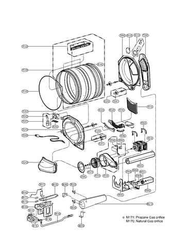 Drum and motor parts assembly
