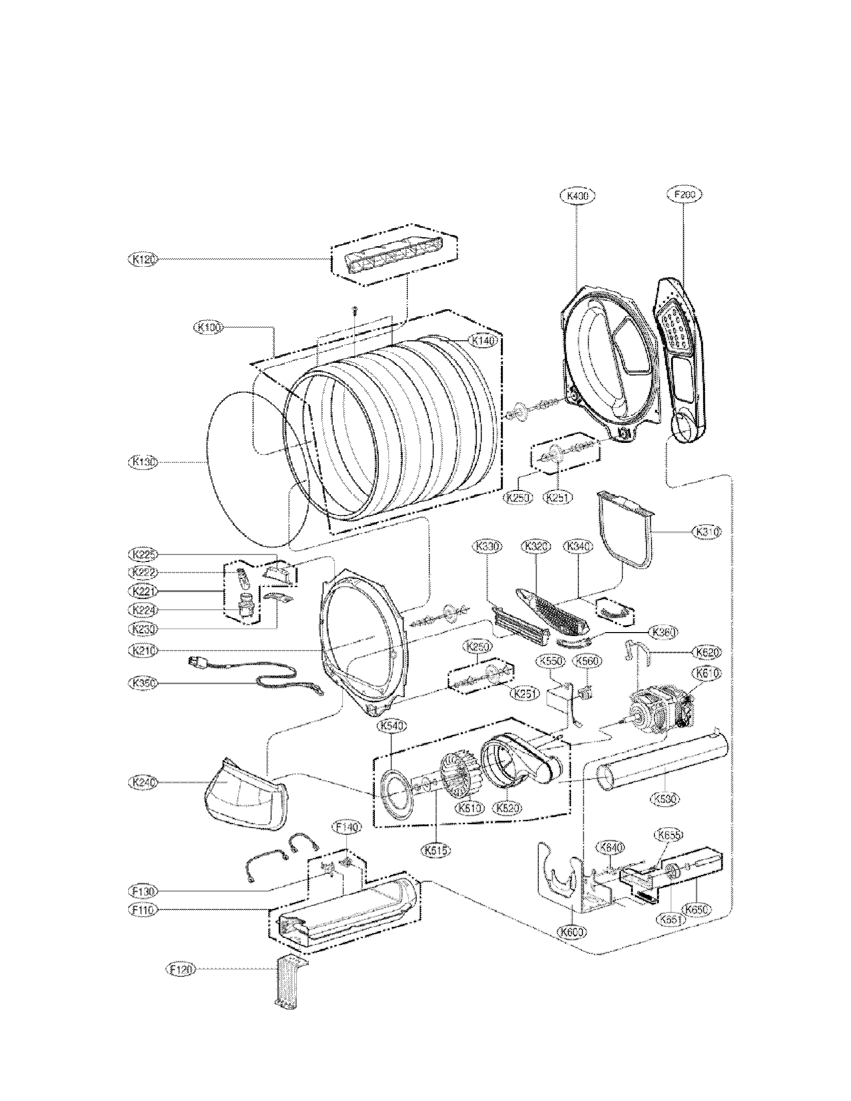 Drum and motor assembly parts