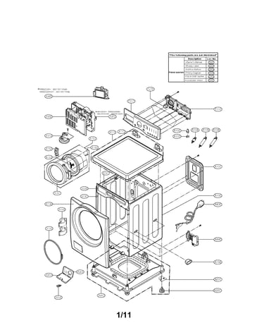 Cabinet and control parts