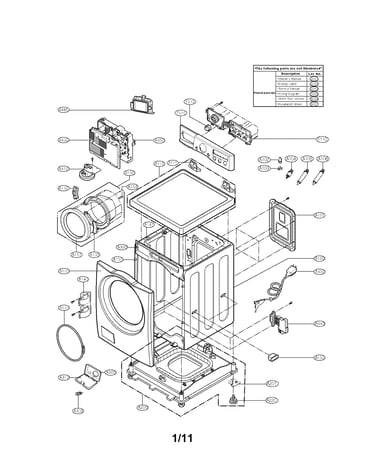 Cabinet and control parts