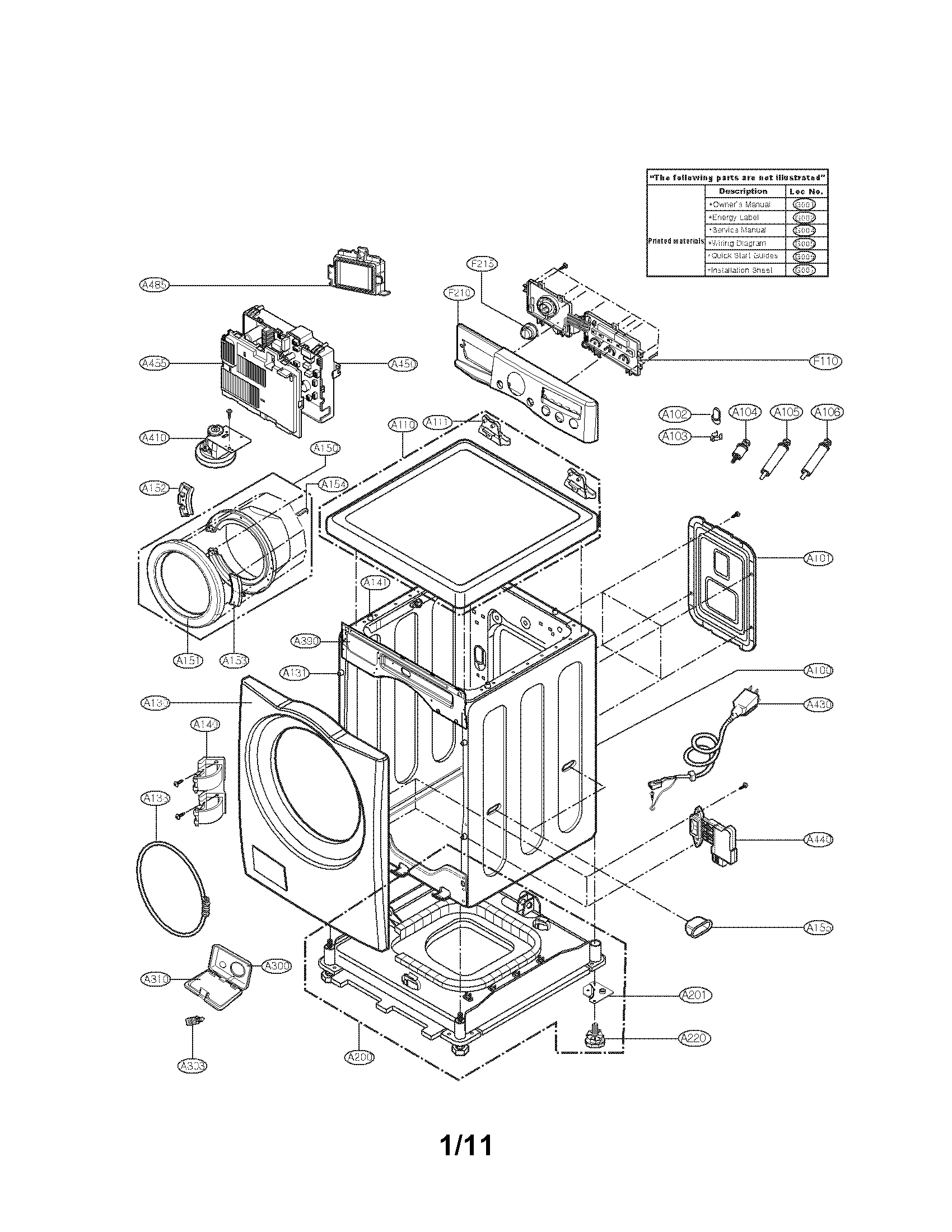 Cabinet and control parts