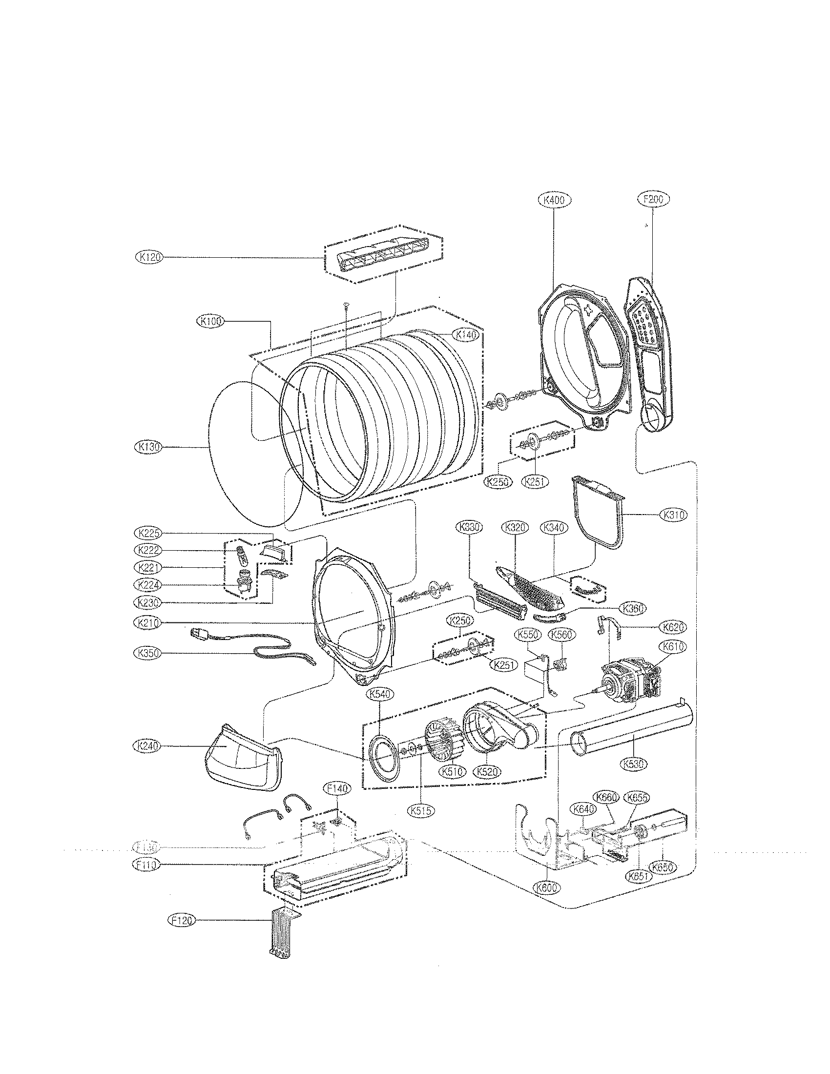 Drum and motor assembly parts