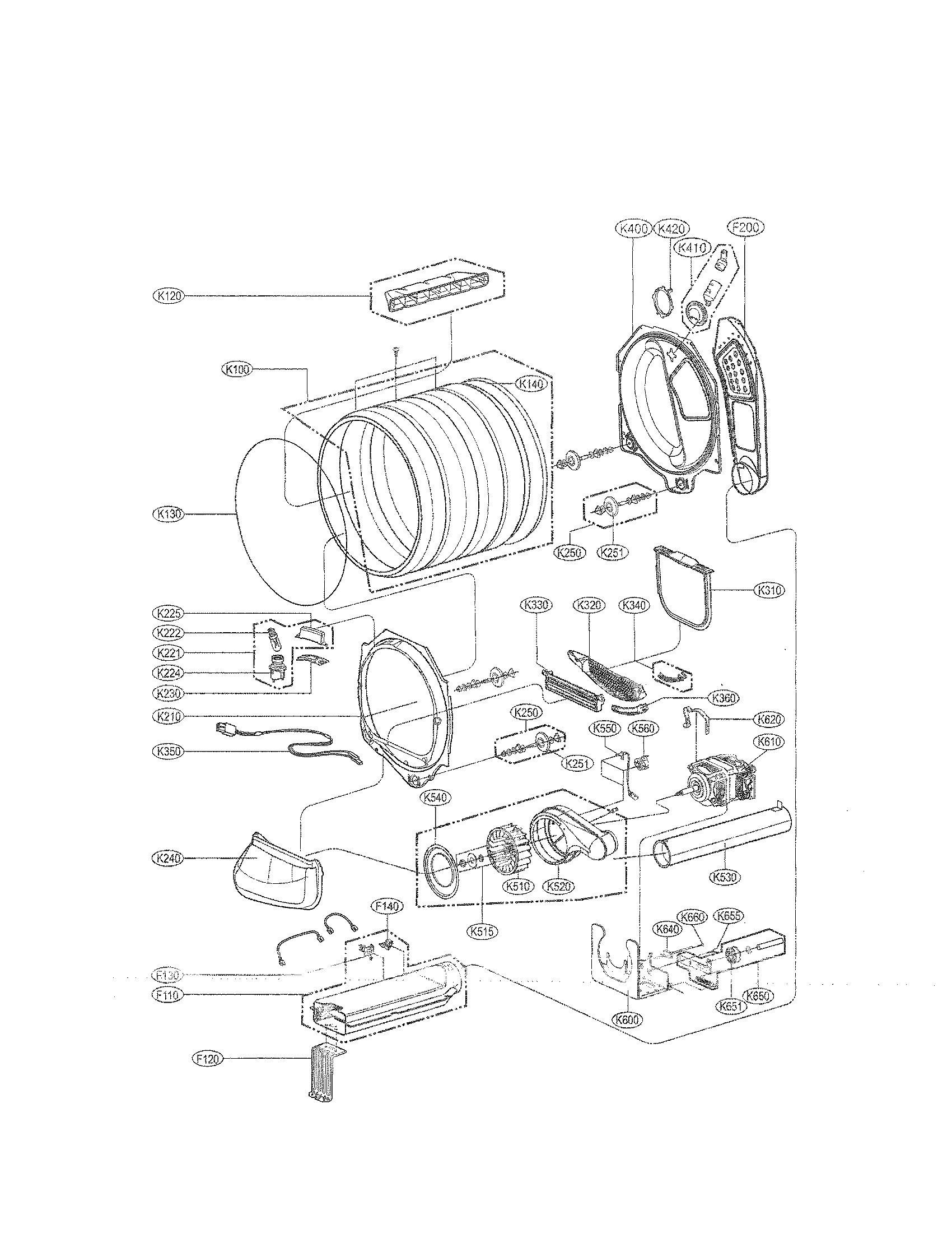 Drum and motor assembly parts