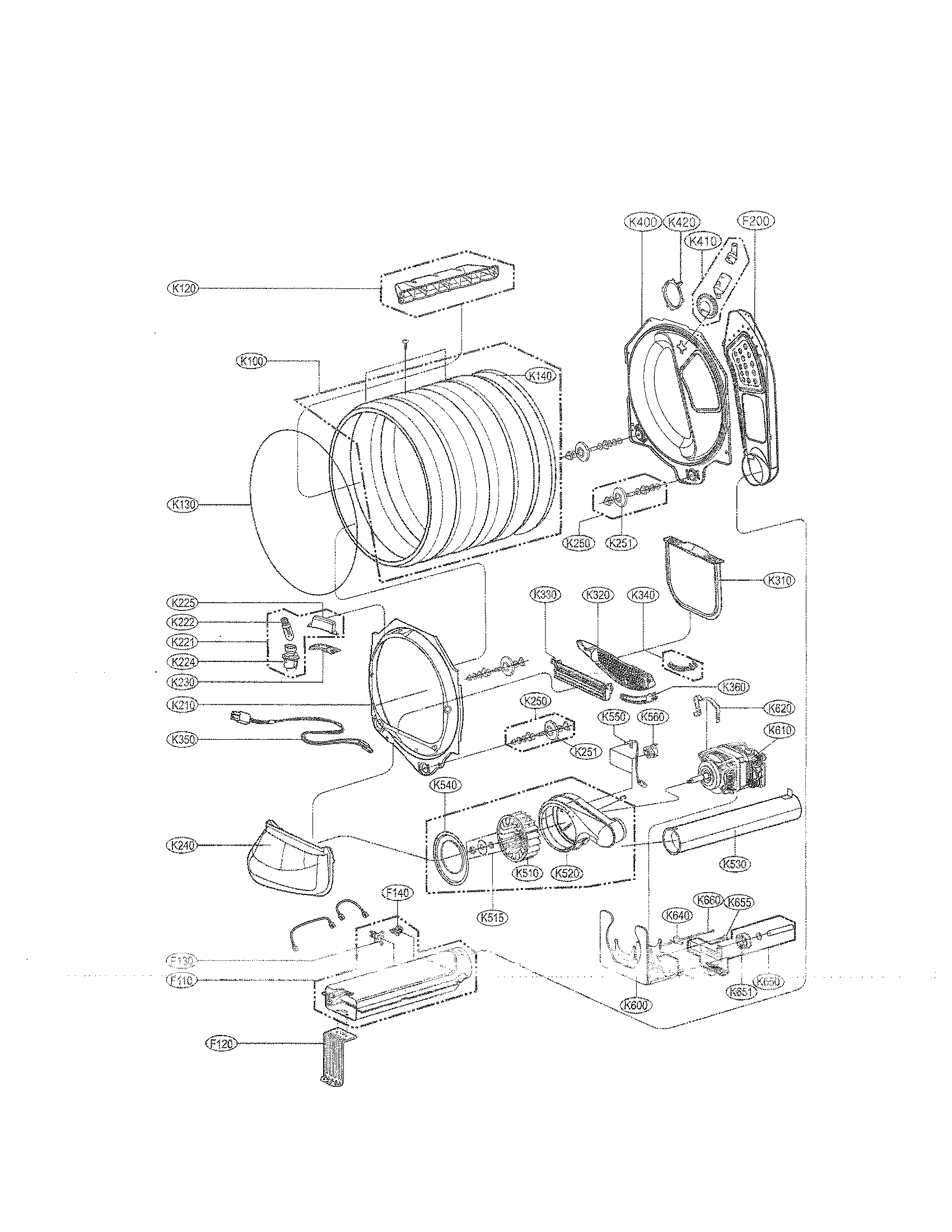 Drum and motor assembly parts