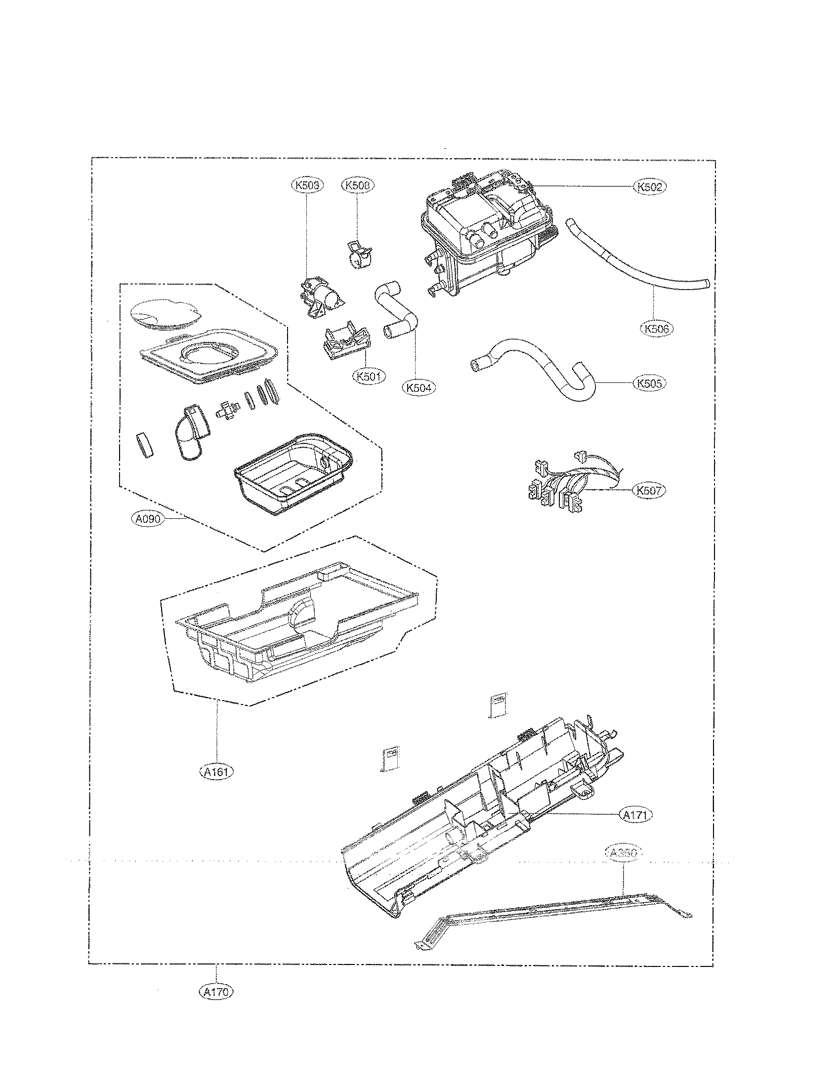 Panel drawer and guide assembly parts