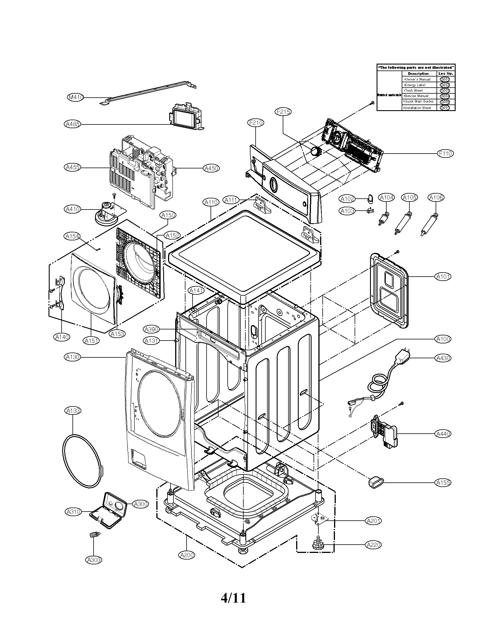 Cabinet and control panel assembly parts