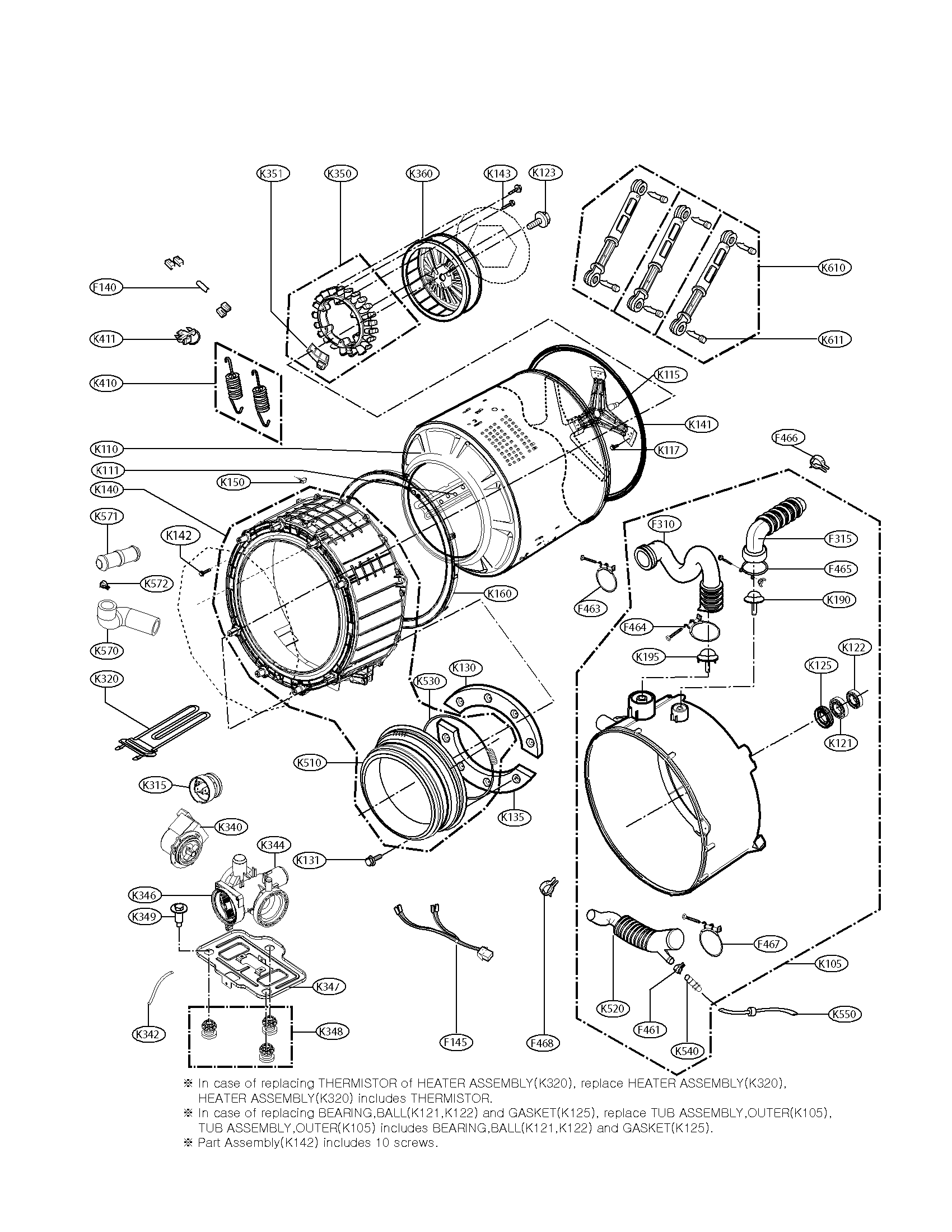 DRUM AND TUB ASSEMBLY PARTS