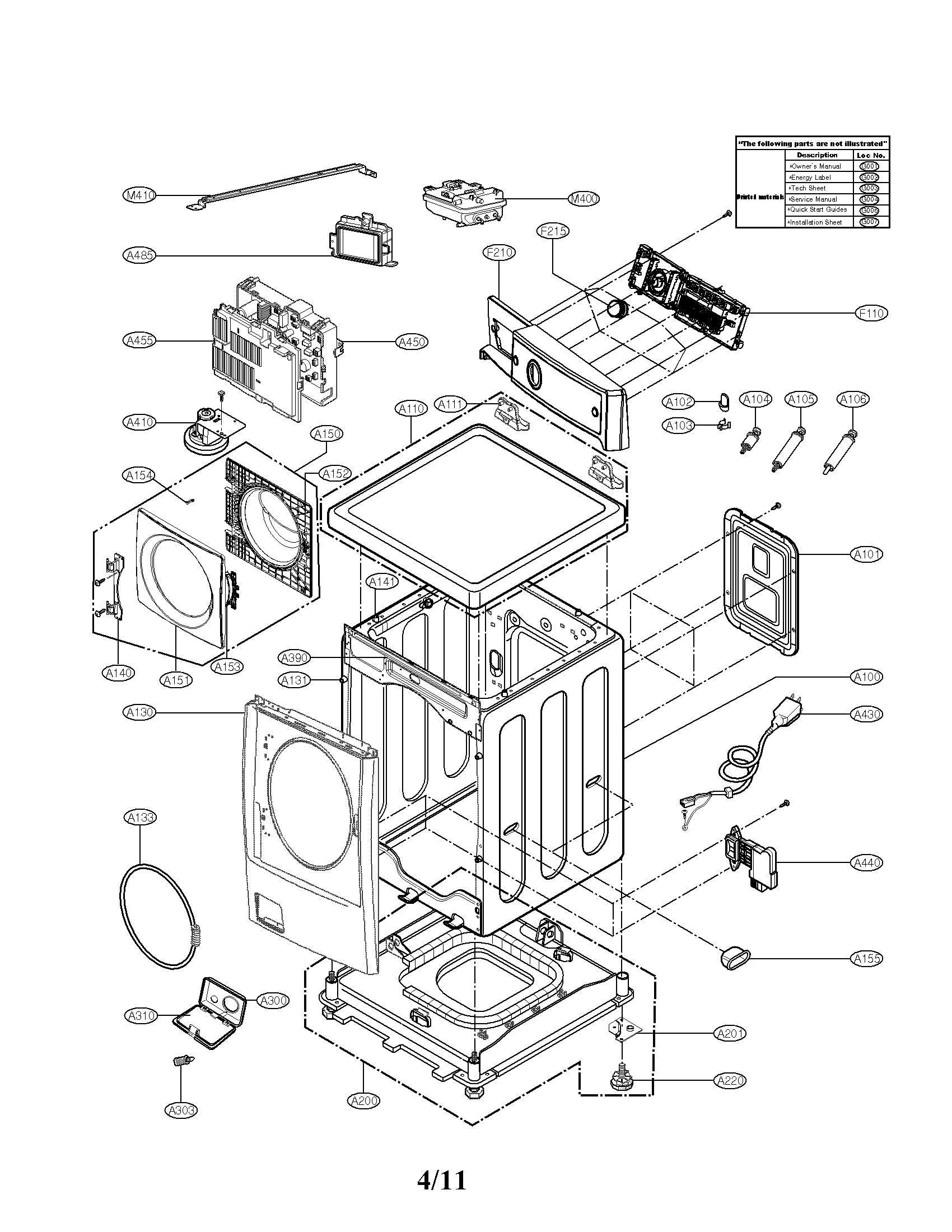 Cabinet and control panel assembly parts
