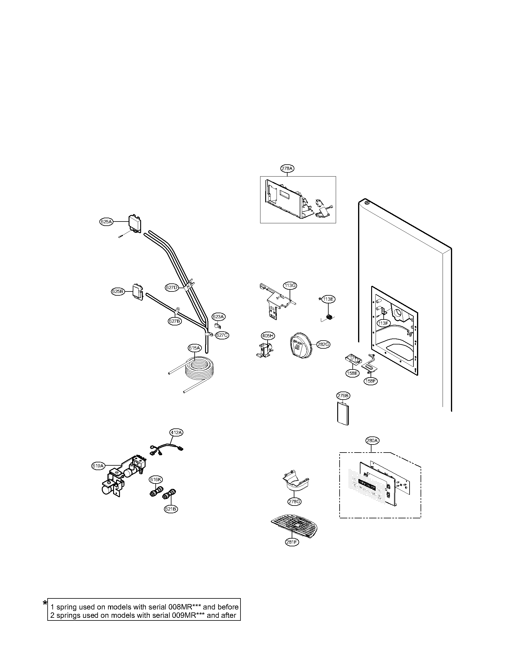 Ice and water and dispenser parts