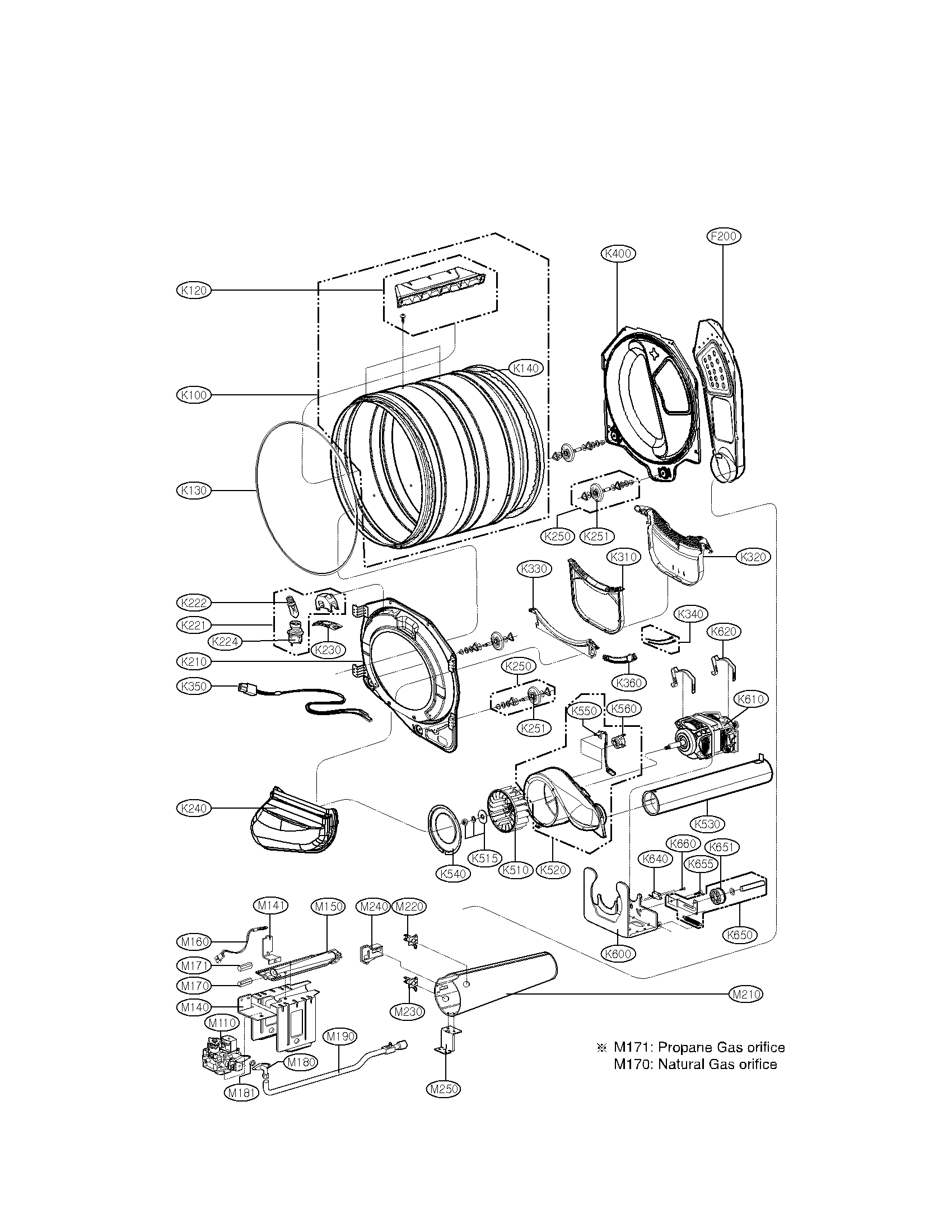 Drum and motor assembly parts