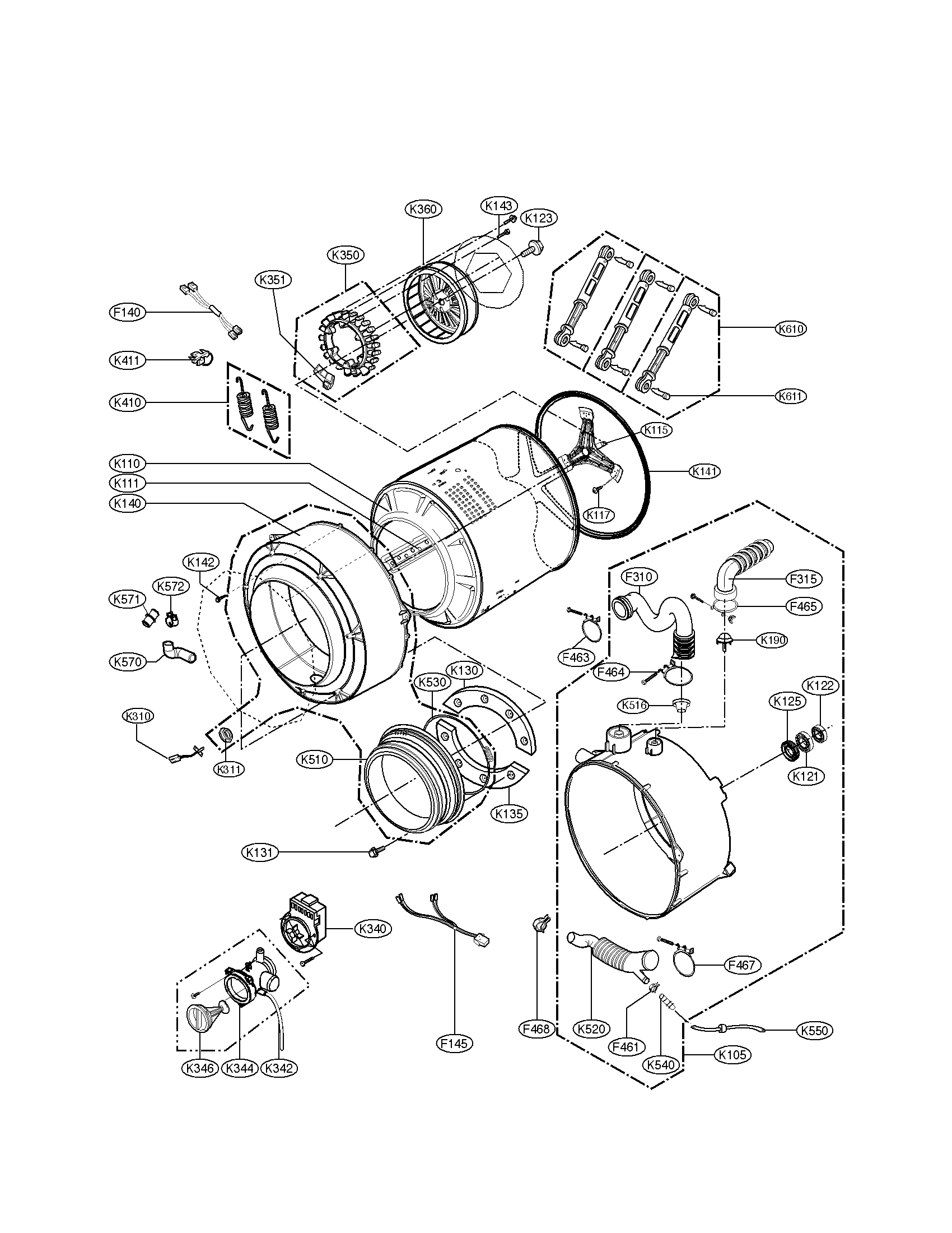 DRUM AND TUB ASSEMBLY PARTS