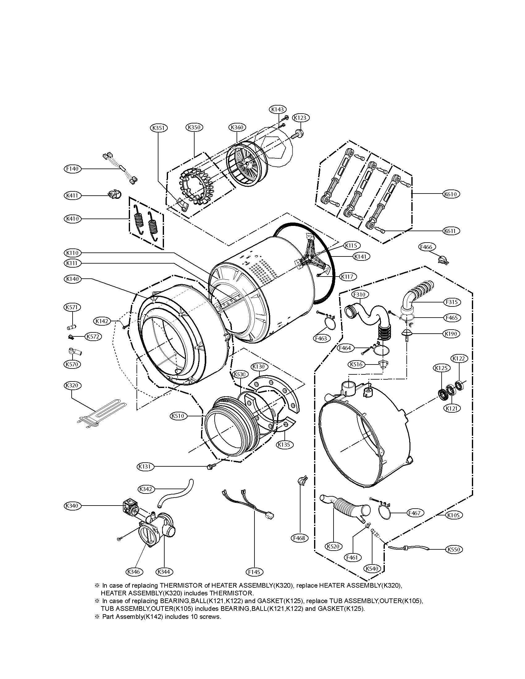 DRUM AND TUB ASSEMBLY PARTS