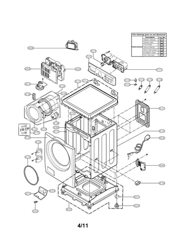 Cabinet and control panel assembly parts