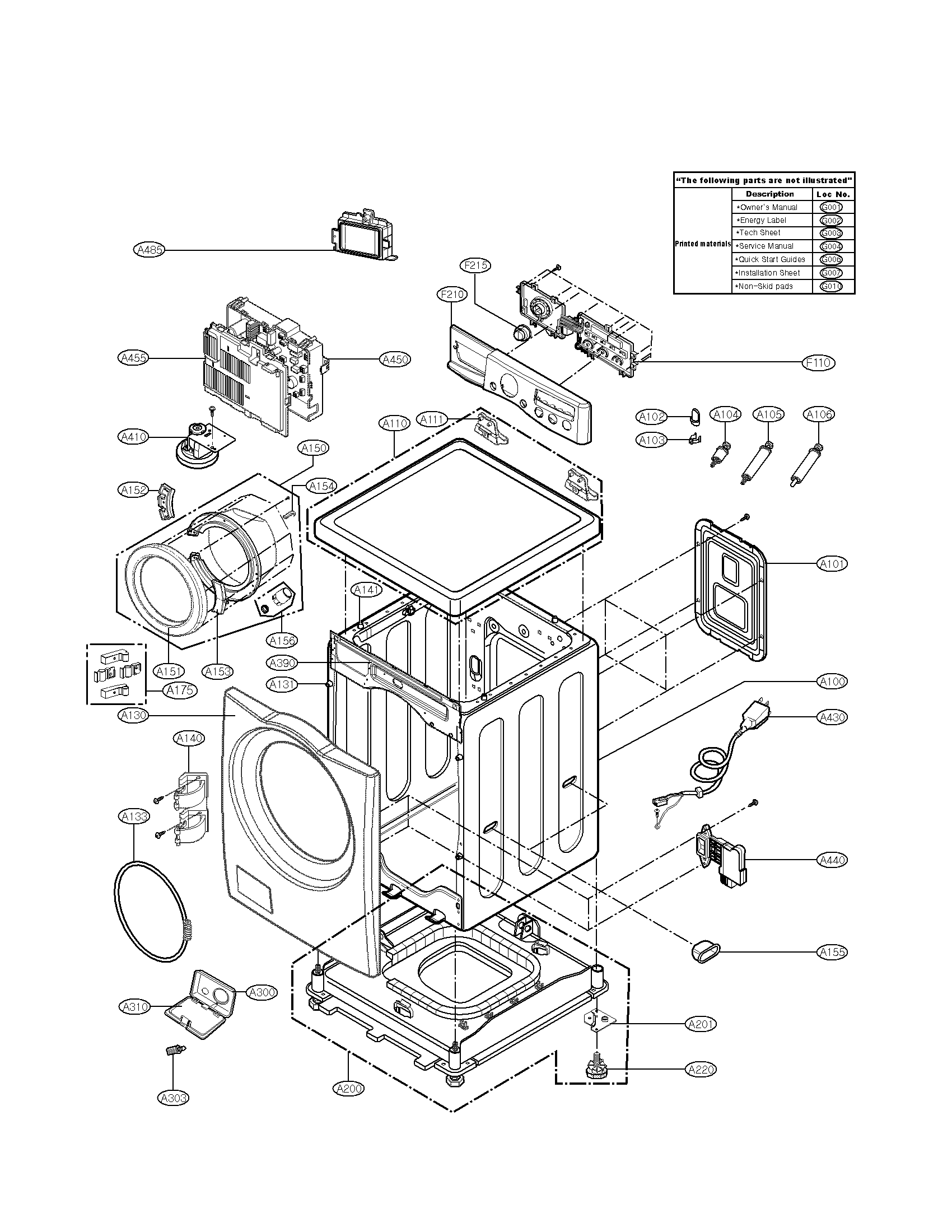 Cabinet and control panel assembly parts