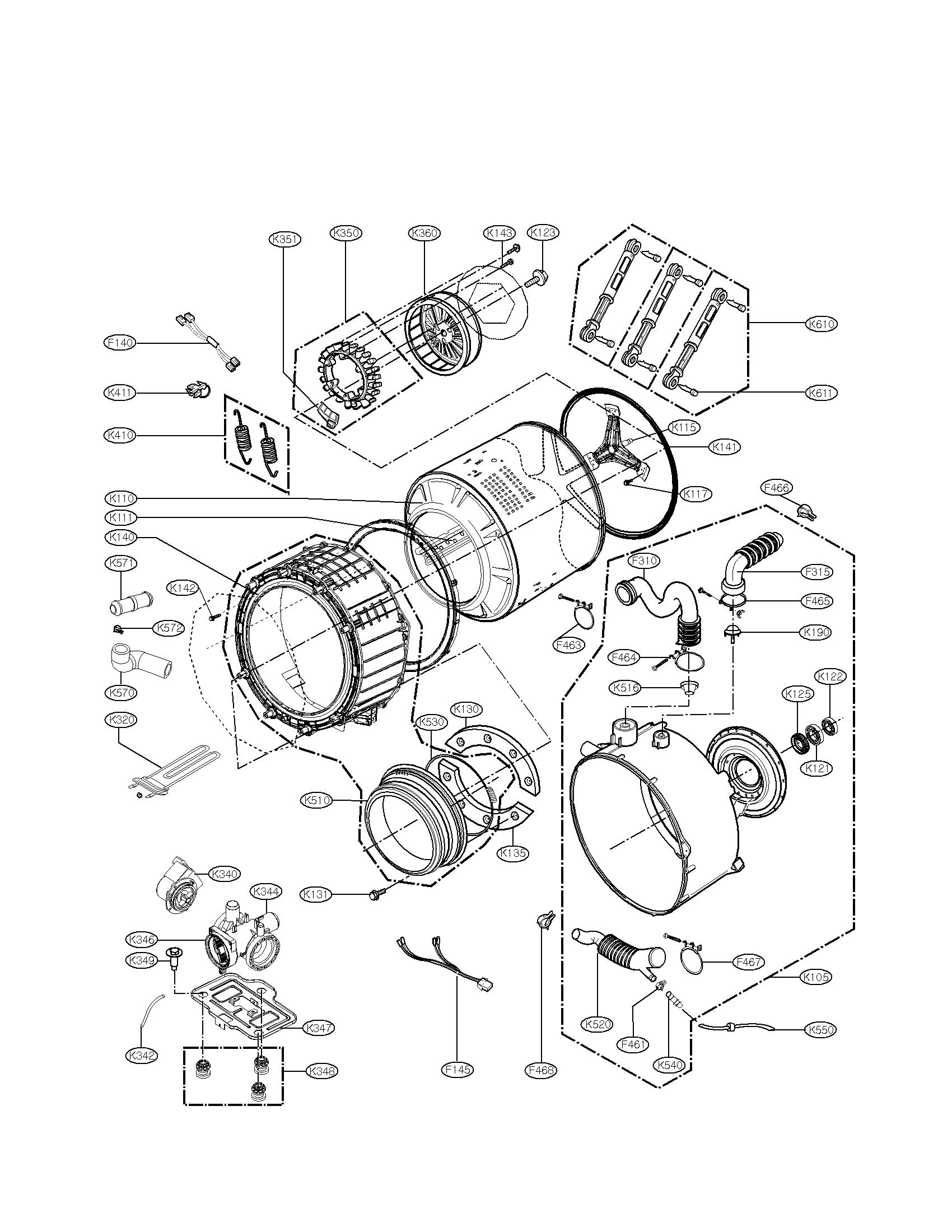 DRUM AND TUB ASSEMBLY PARTS