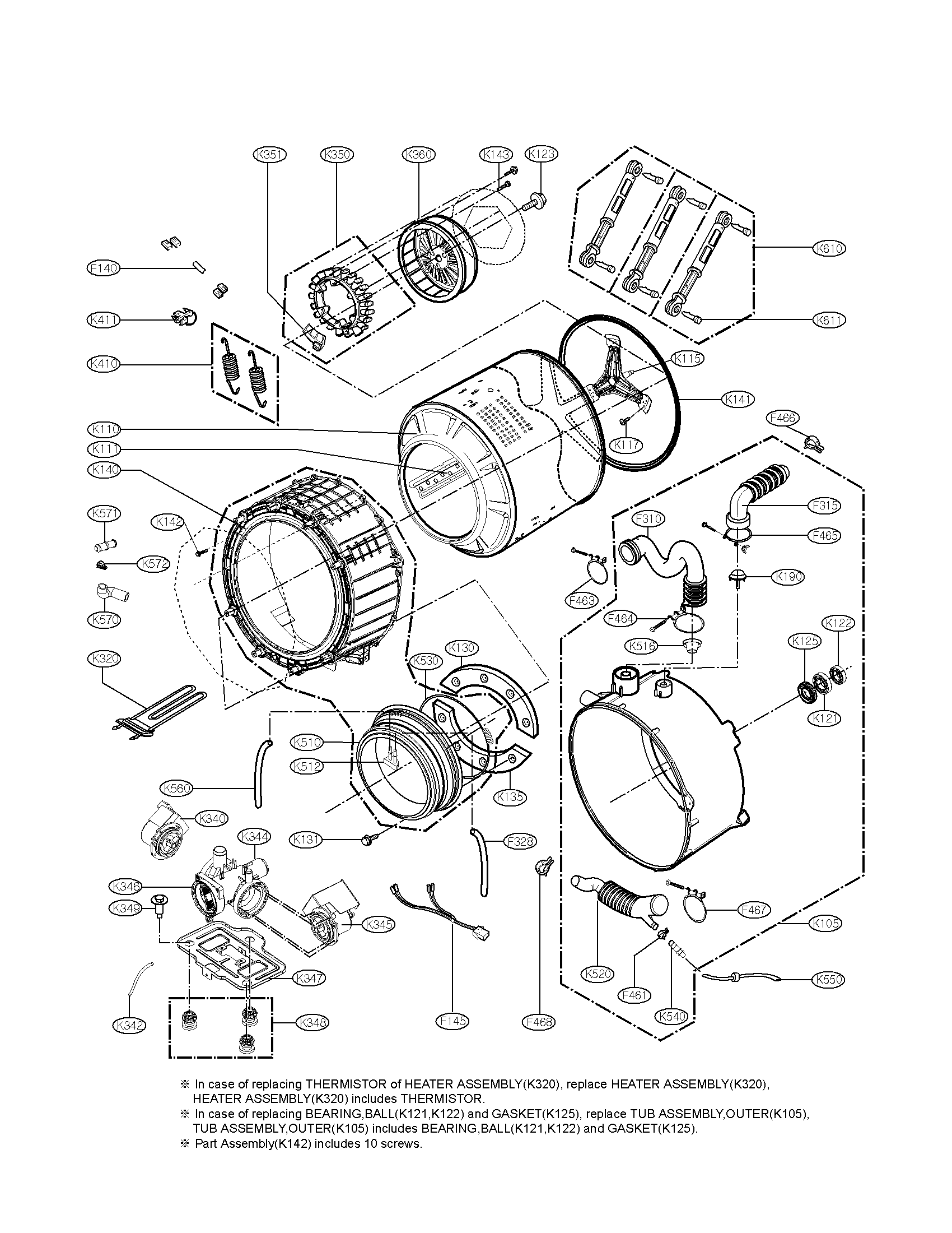 DRUM AND TUB ASSEMBLY PARTS