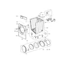 LG DLE2350W cabinet and door assembly parts diagram