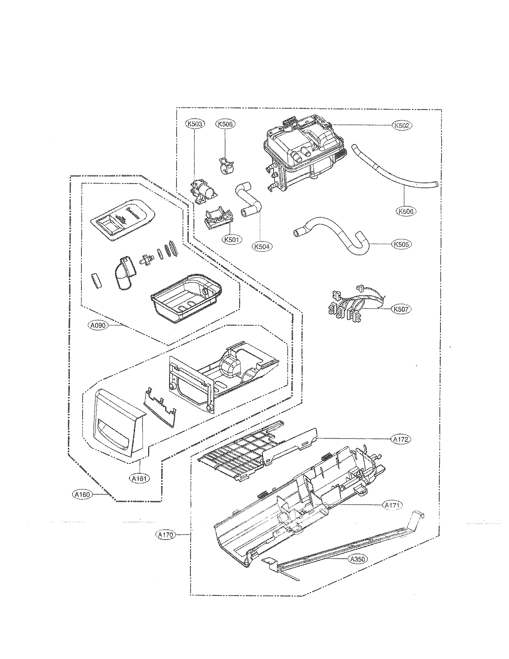 Panel drawer assembly and guide assembly parts