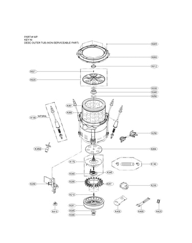 Exploded view of tub assembly