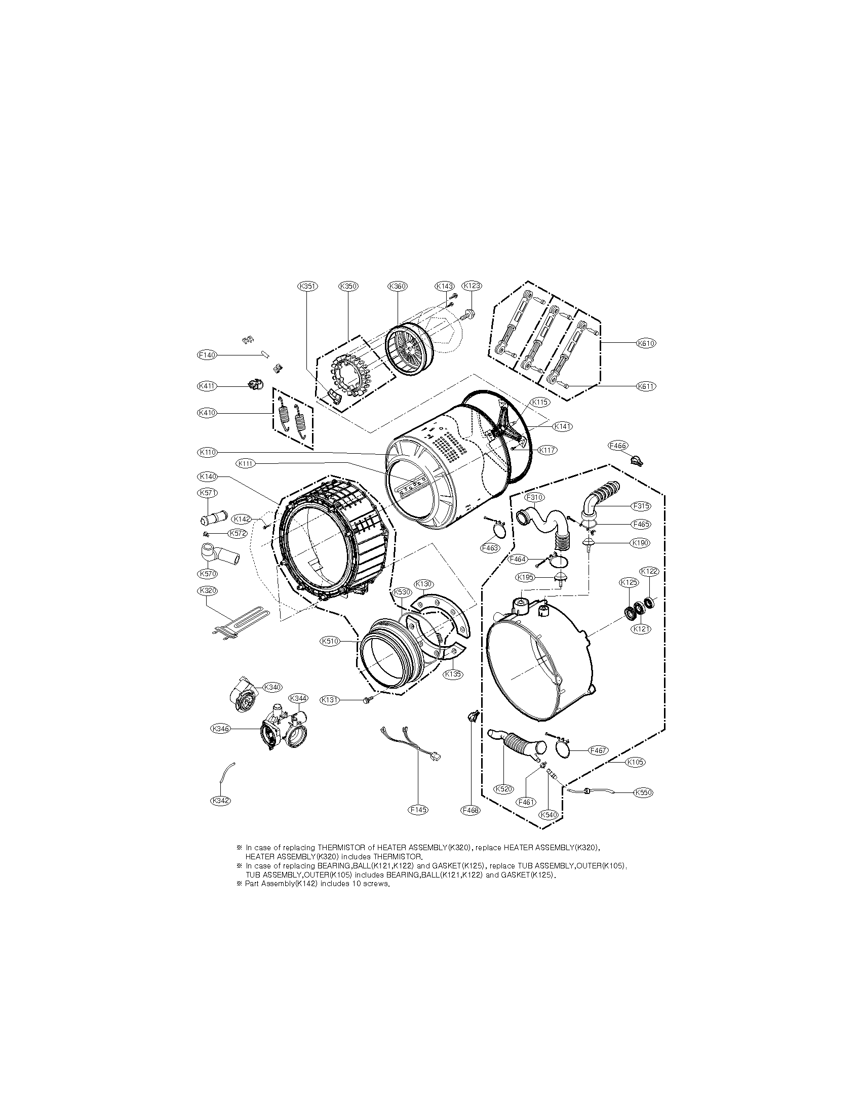 DRUM AND TUB ASSEMBLY PARTS