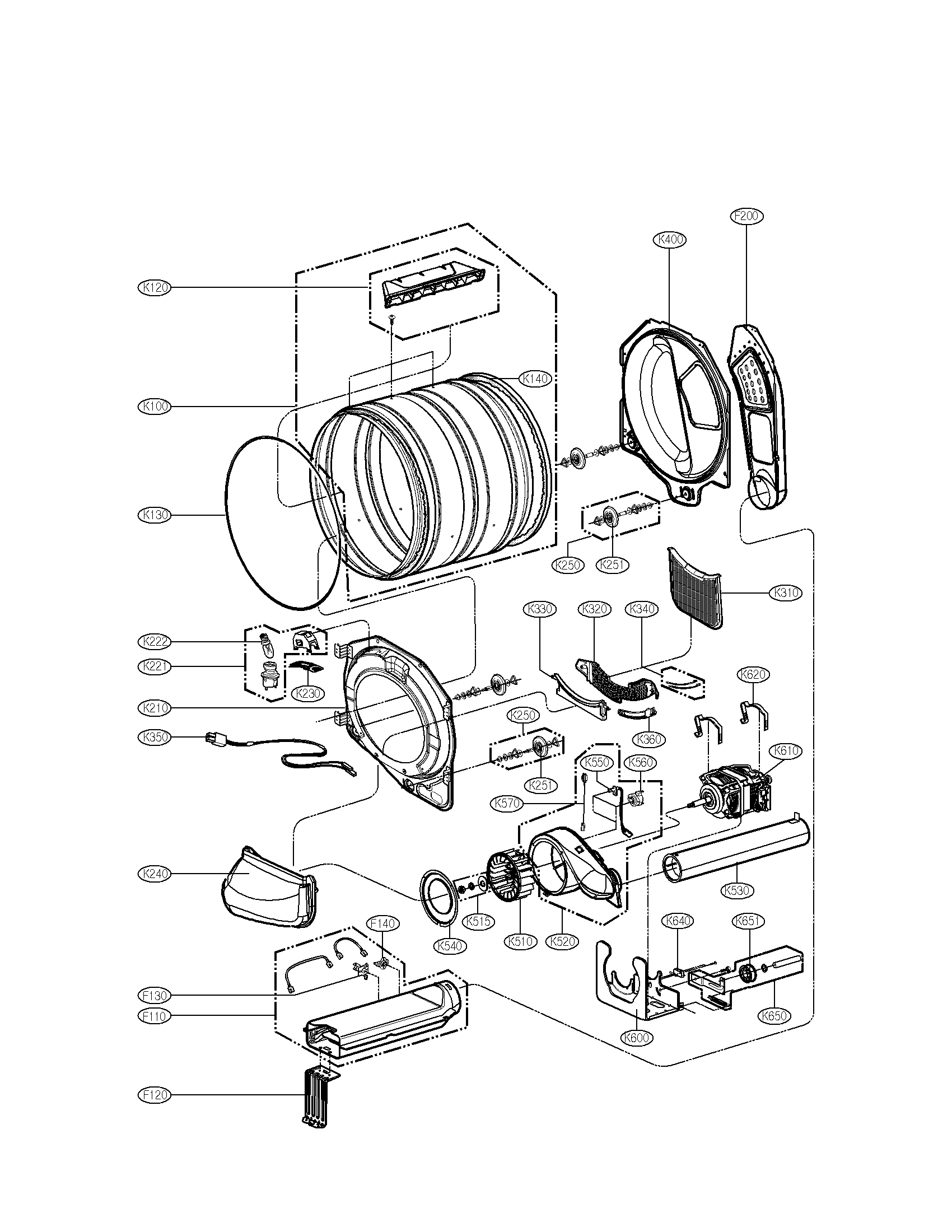 Drum and motor assembly parts