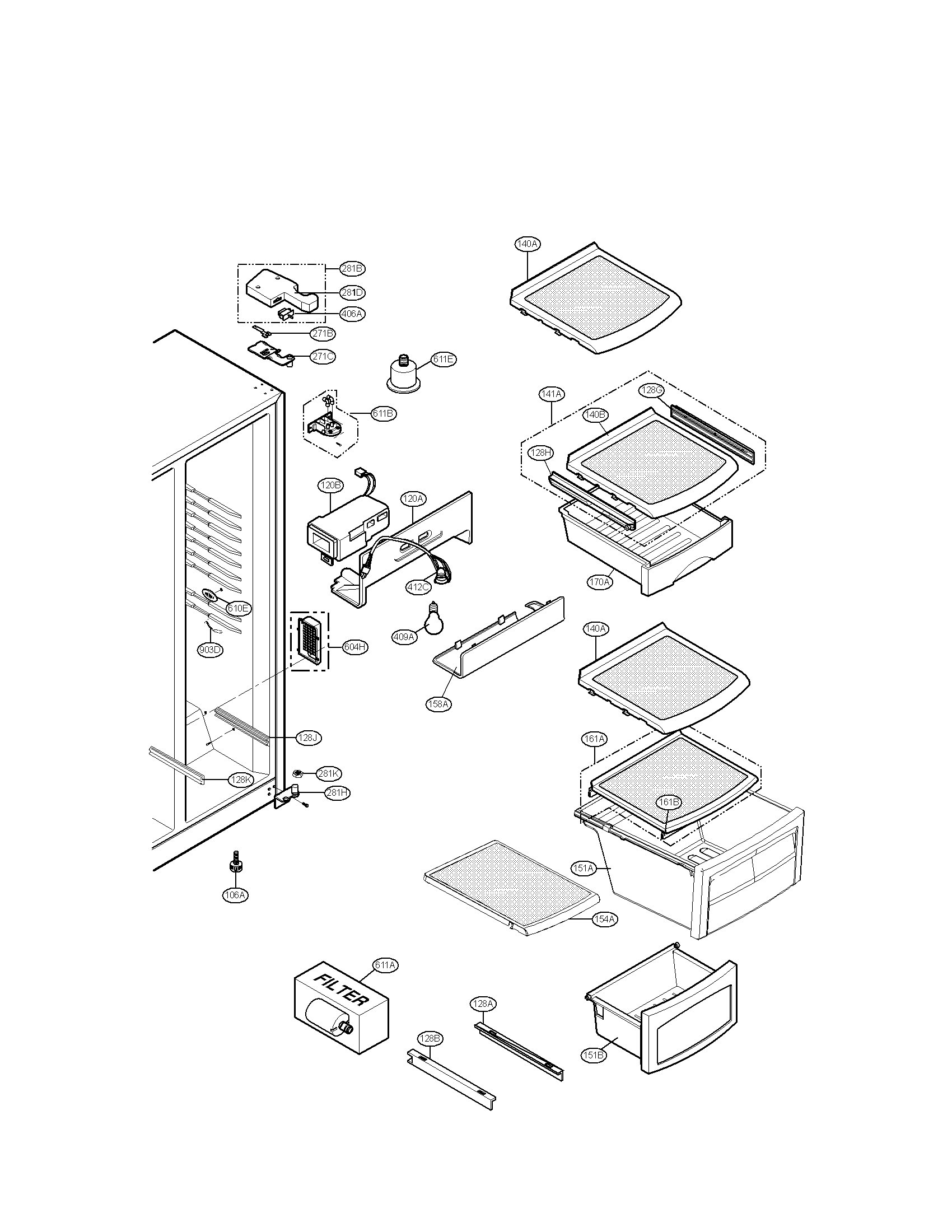 Refrigerator compartment parts