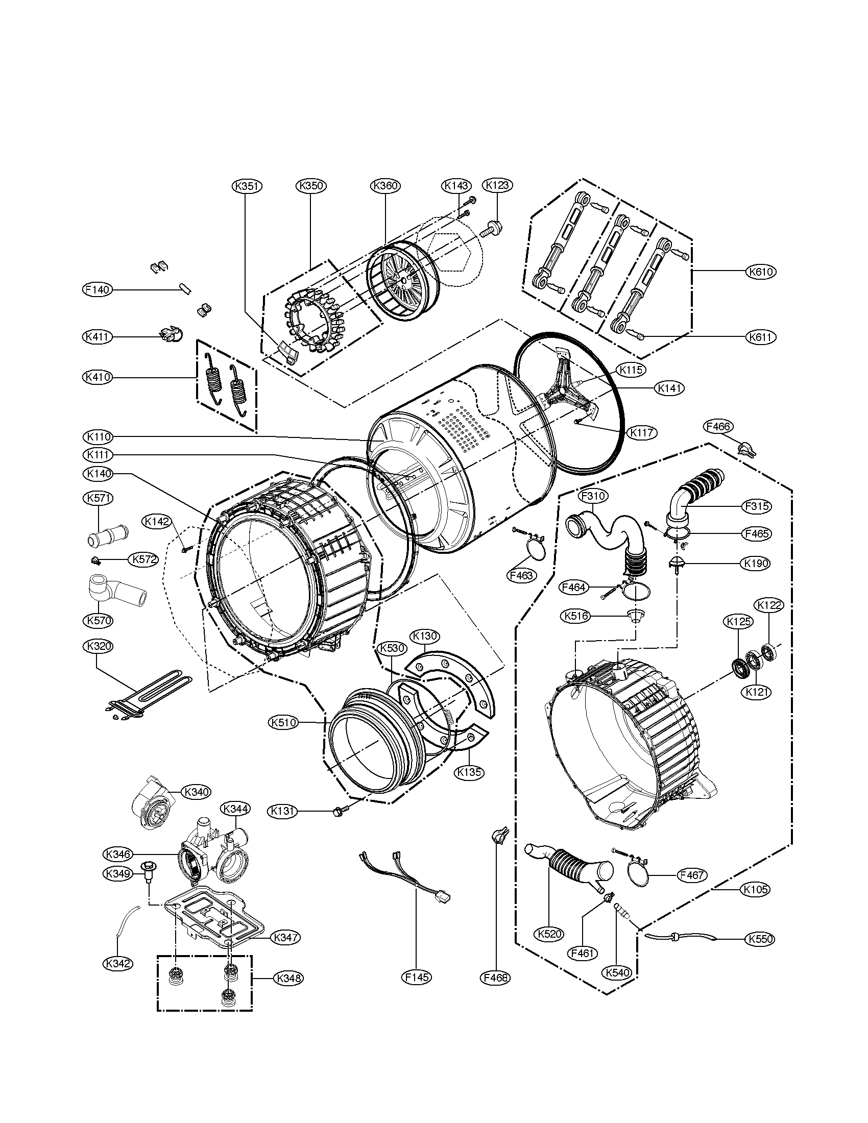 DRUM AND TUB ASSEMBLY PARTS